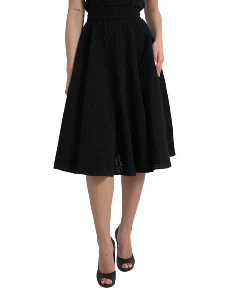 Dolce & Gabbana Black High Waist A-line Knee Length Skirt - Hilstor