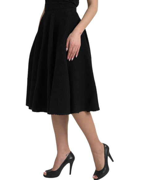 Dolce & Gabbana Black High Waist A-line Knee Length Skirt - Hilstor