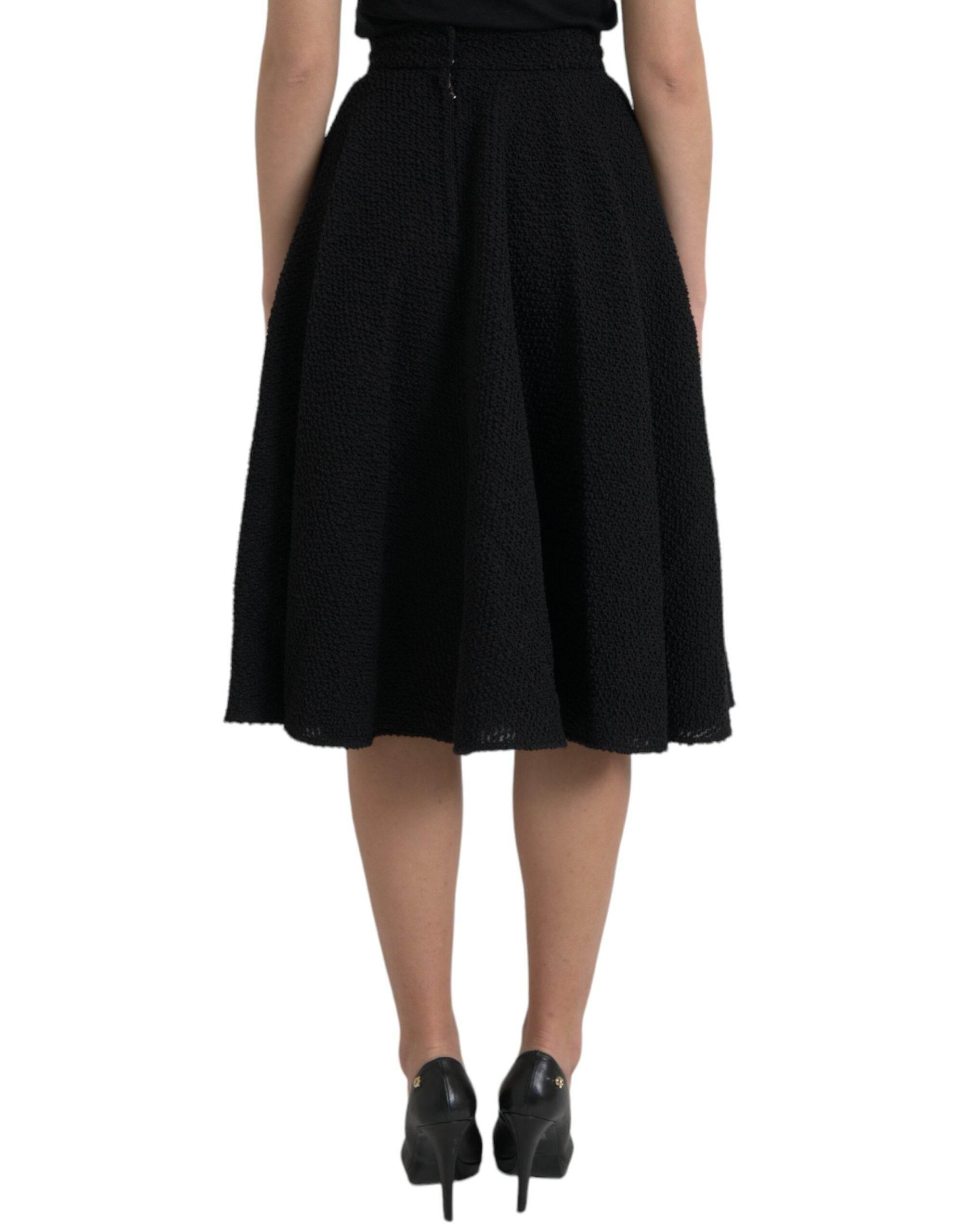 Dolce & Gabbana Black High Waist A-line Knee Length Skirt - Hilstor