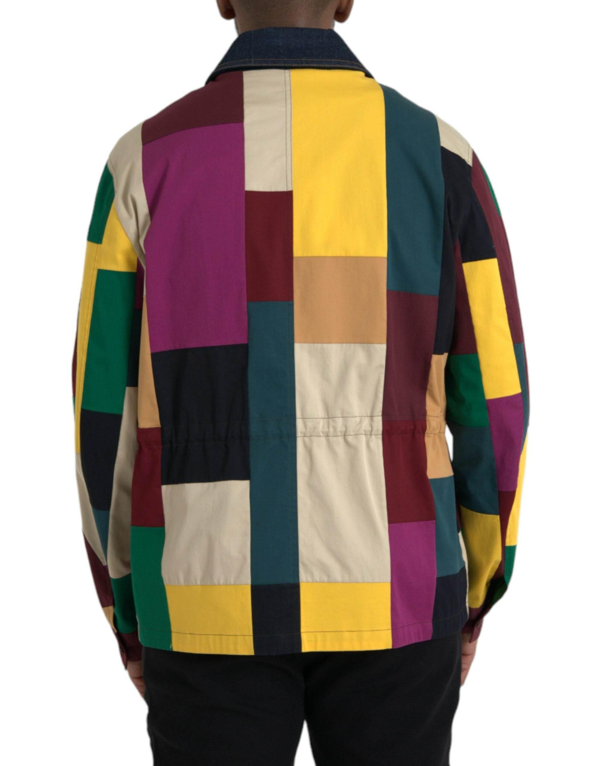 Dolce & Gabbana Multicolor Patchwork Cotton Collared Jacket - Hilstor