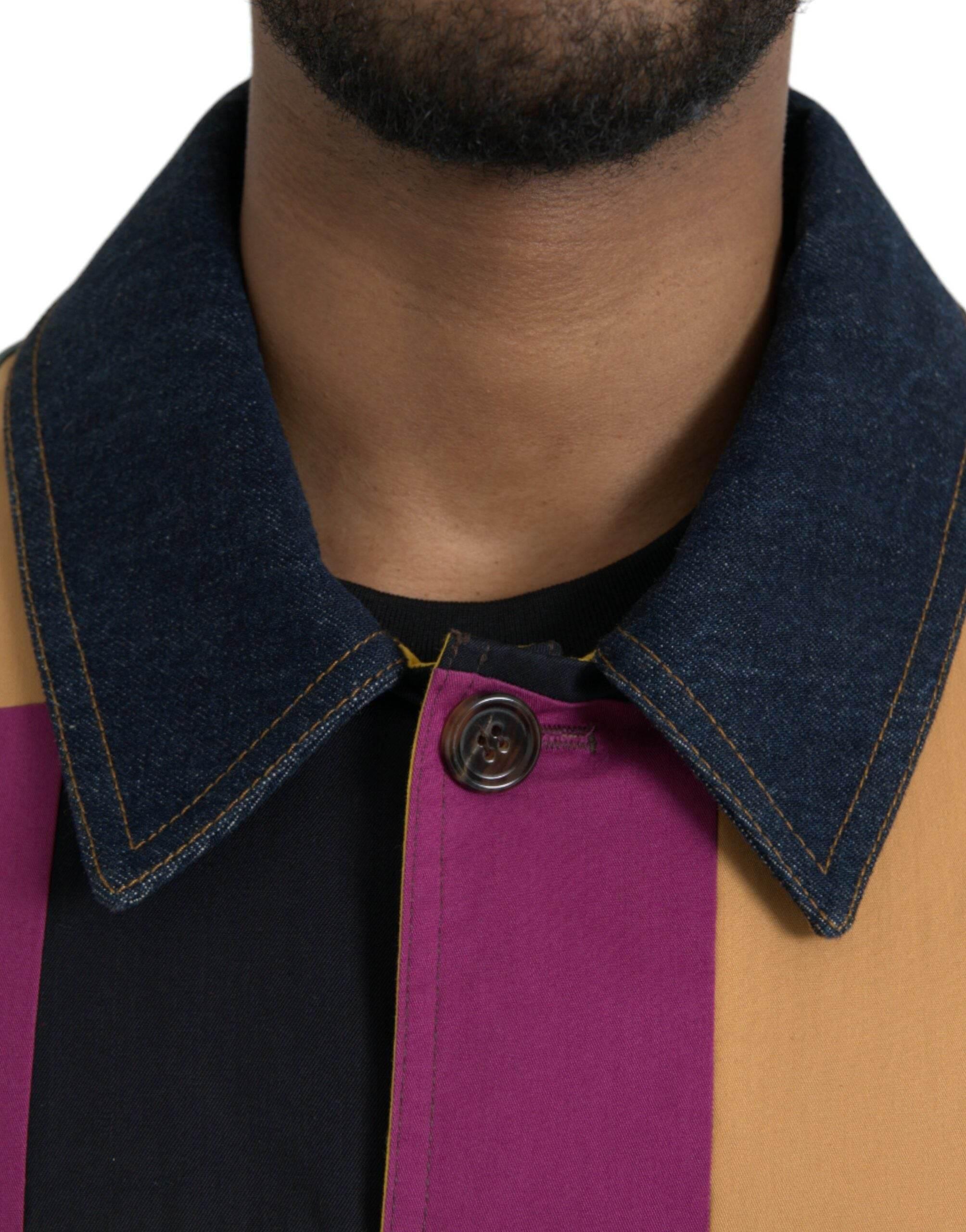 Dolce & Gabbana Multicolor Patchwork Cotton Collared Jacket - Hilstor