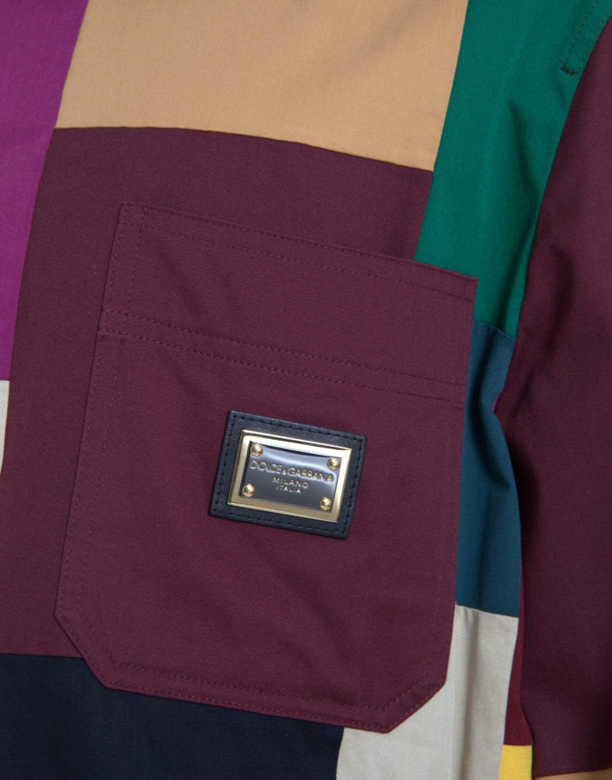 Dolce & Gabbana Multicolor Patchwork Cotton Collared Jacket - Hilstor