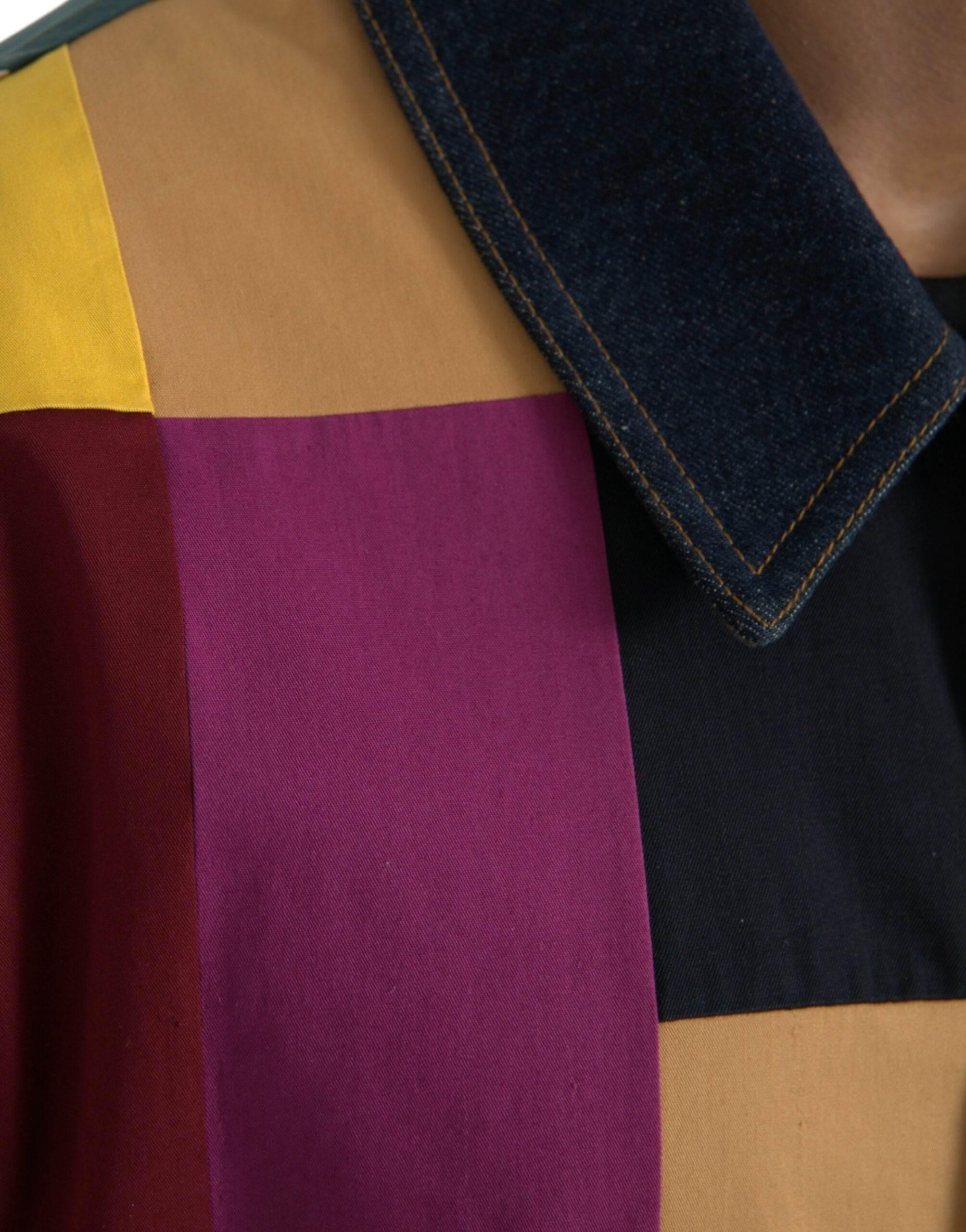 Dolce & Gabbana Multicolor Patchwork Cotton Collared Jacket - Hilstor
