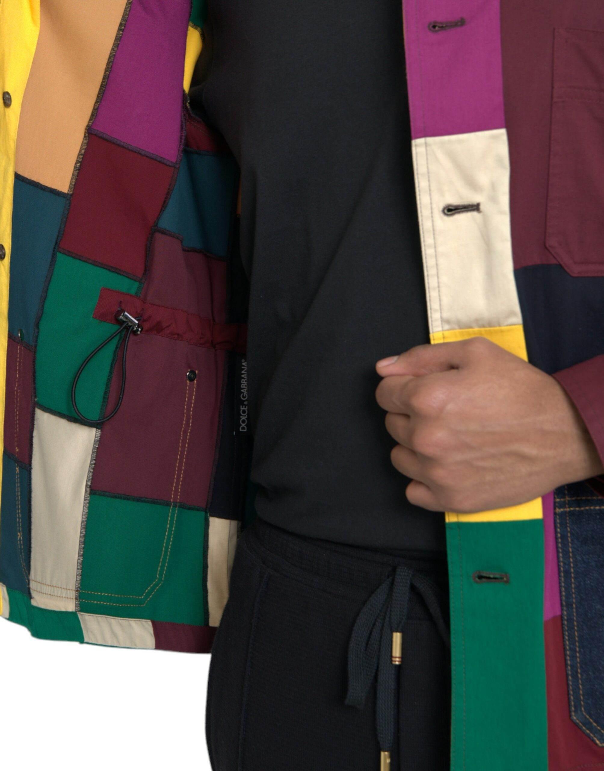 Dolce & Gabbana Multicolor Patchwork Cotton Collared Jacket - Hilstor