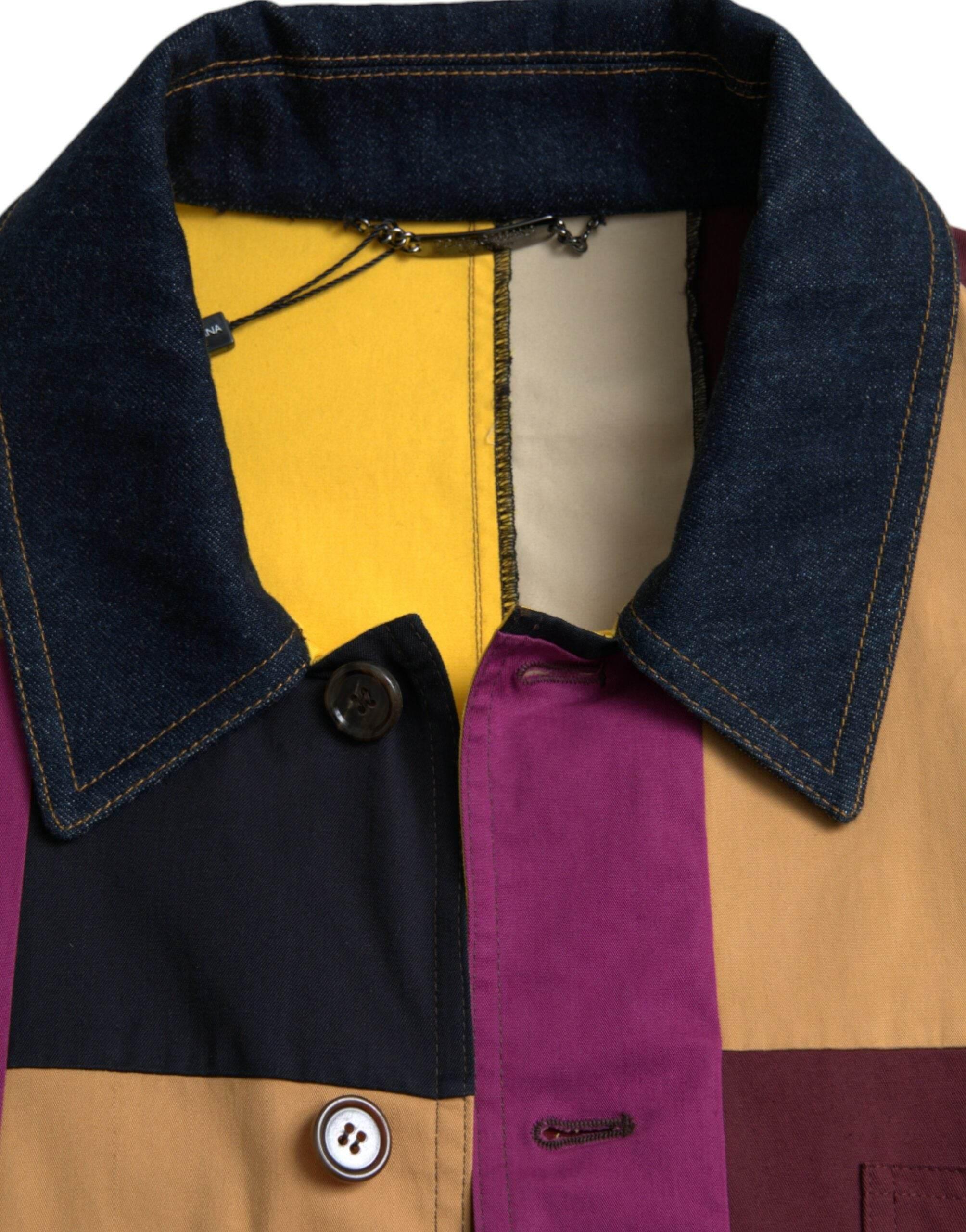 Dolce & Gabbana Multicolor Patchwork Cotton Collared Jacket - Hilstor