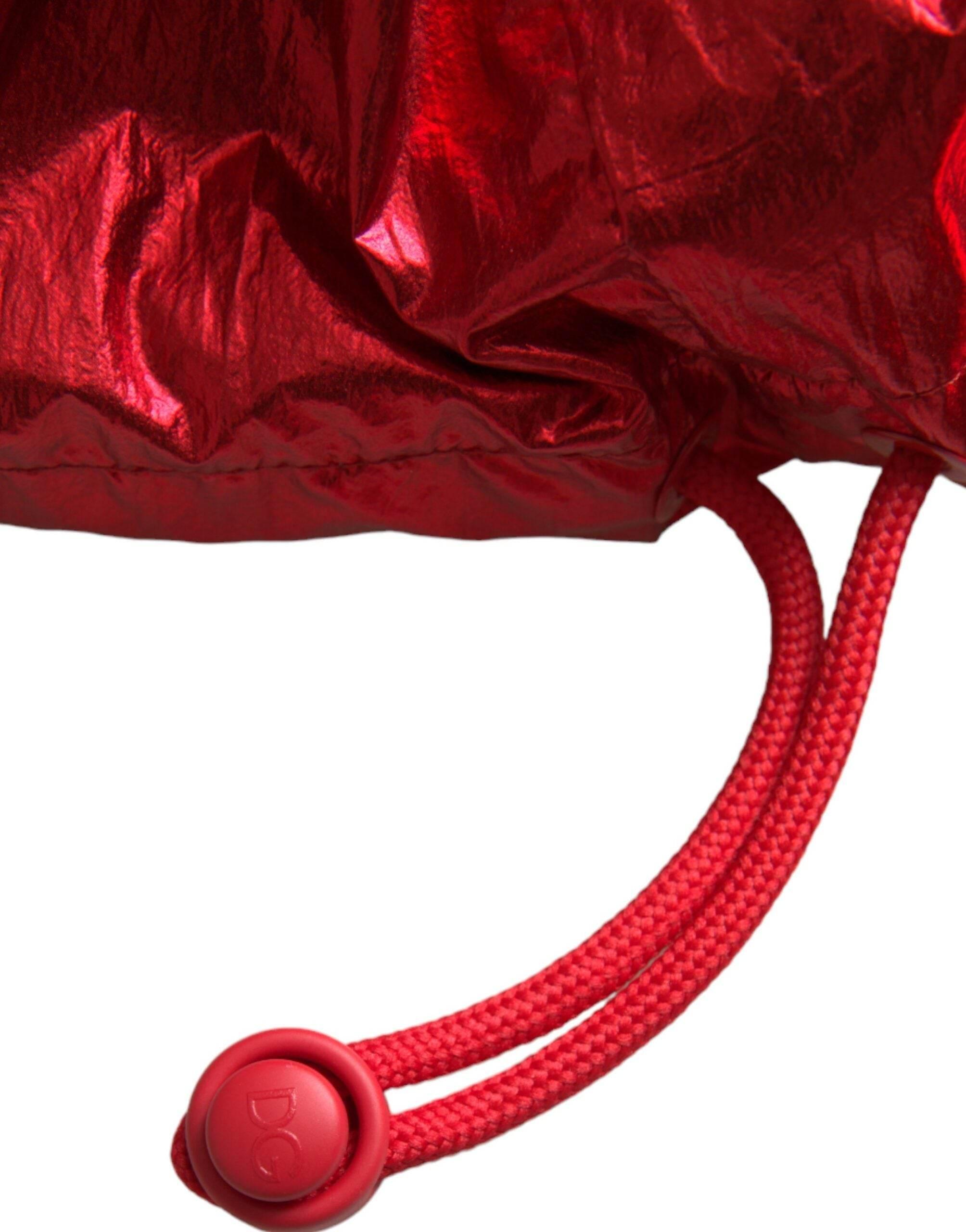 Dolce & Gabbana Red Nylon Hooded Pullover Sweatshirt Jacket - Hilstor