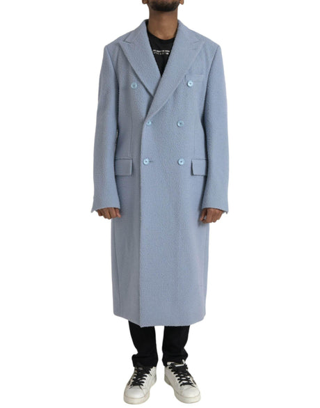 Dolce & Gabbana Blue Double Breasted Long Trench Coat Jacket - Hilstor