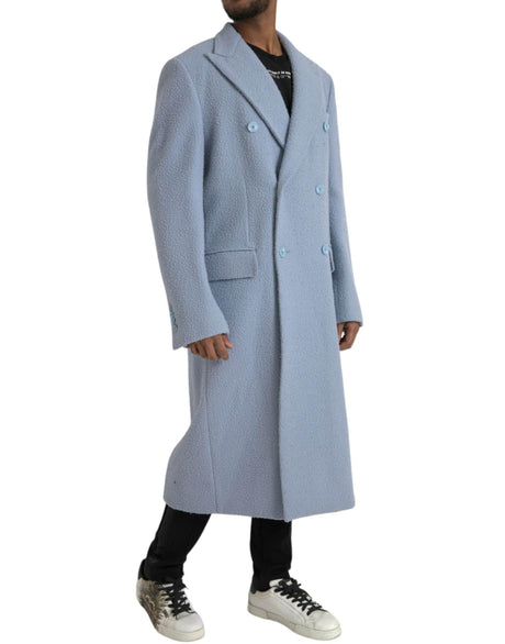 Dolce & Gabbana Blue Double Breasted Long Trench Coat Jacket - Hilstor