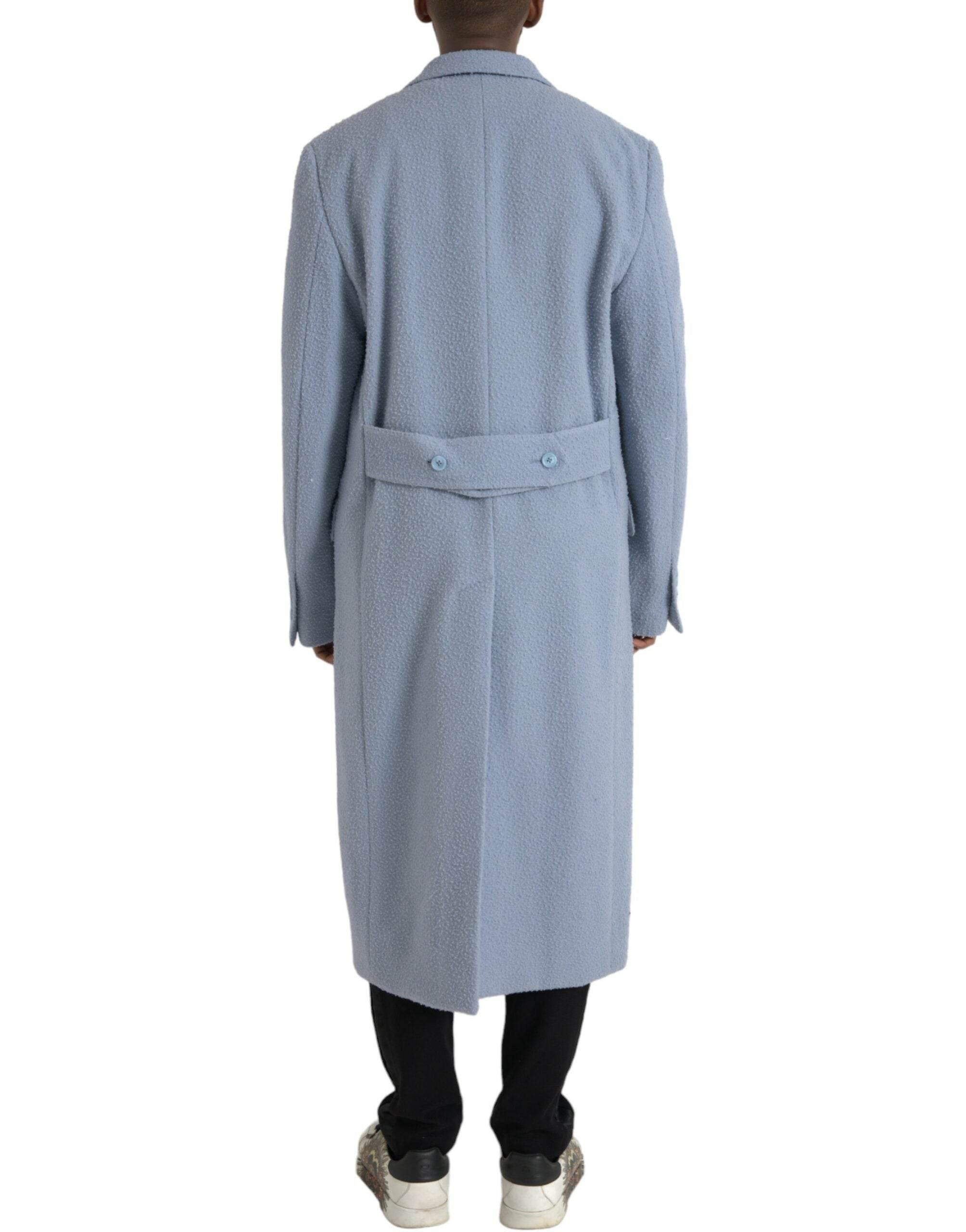 Dolce & Gabbana Blue Double Breasted Long Trench Coat Jacket - Hilstor