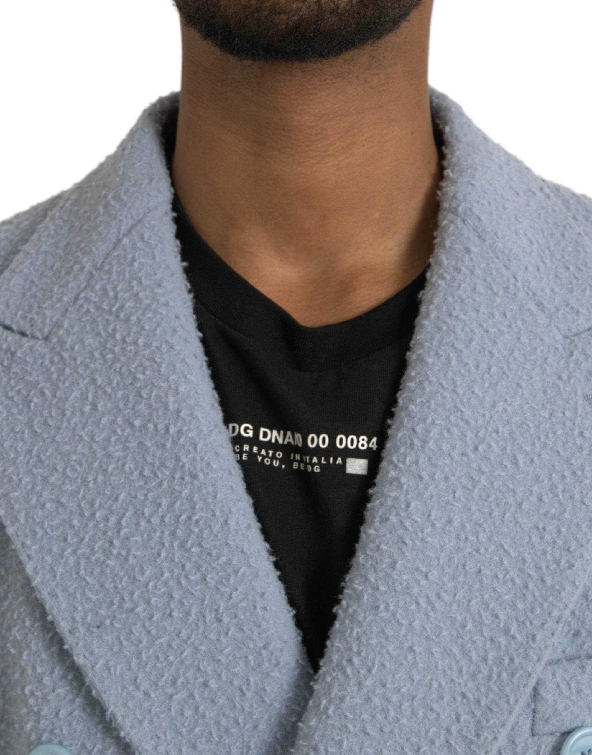 Dolce & Gabbana Blue Double Breasted Long Trench Coat Jacket - Hilstor