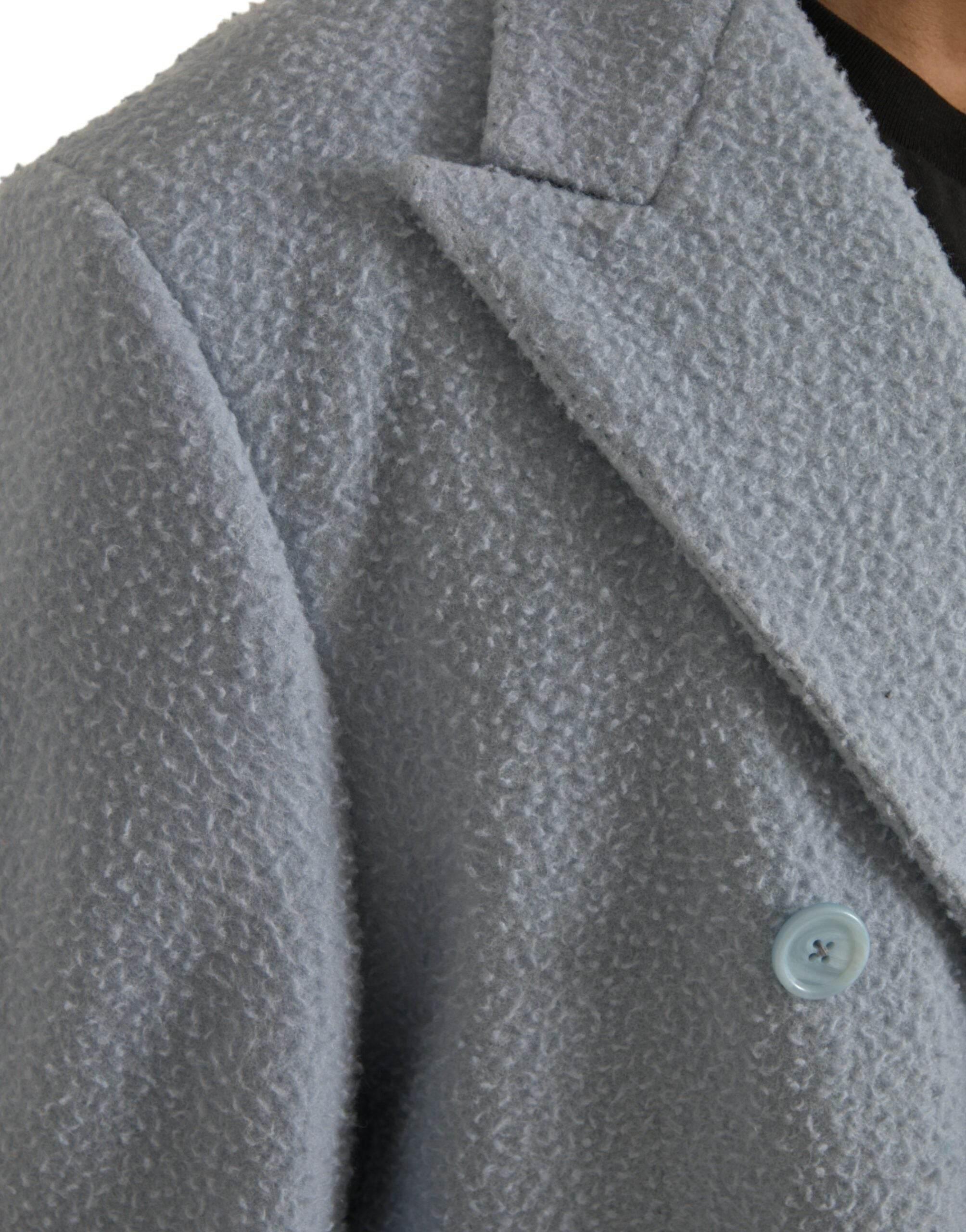 Dolce & Gabbana Blue Double Breasted Long Trench Coat Jacket - Hilstor