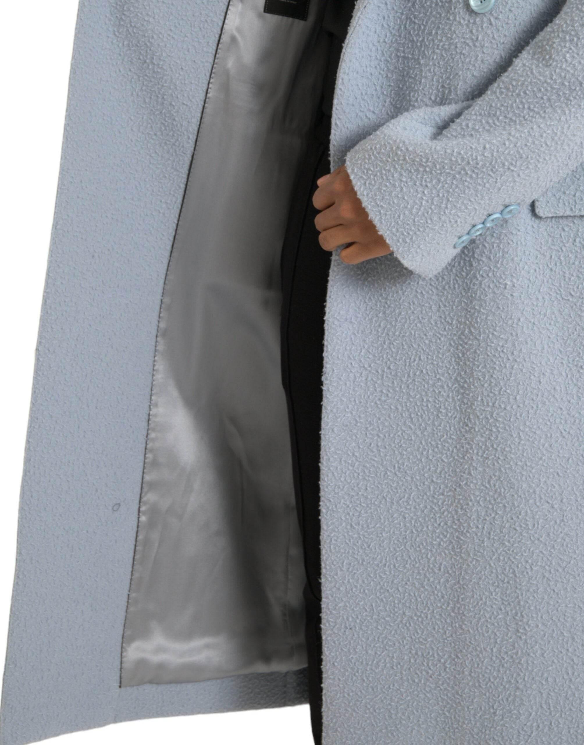 Dolce & Gabbana Blue Double Breasted Long Trench Coat Jacket - Hilstor