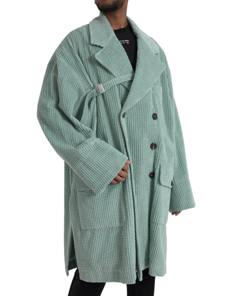 Dolce & Gabbana Blue Double Breasted Corduroy Cotton Jacket - Hilstor