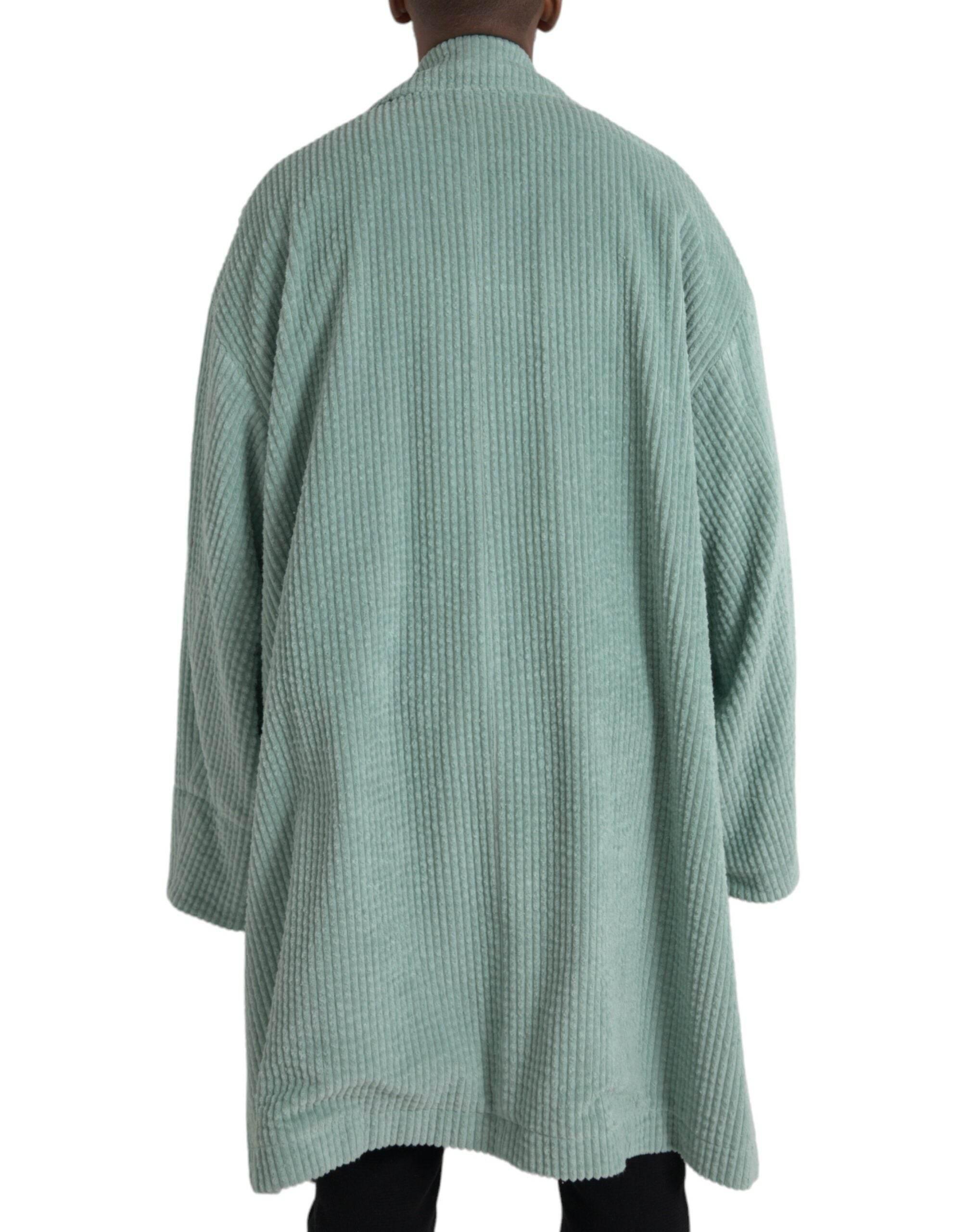 Dolce & Gabbana Blue Double Breasted Corduroy Cotton Jacket - Hilstor