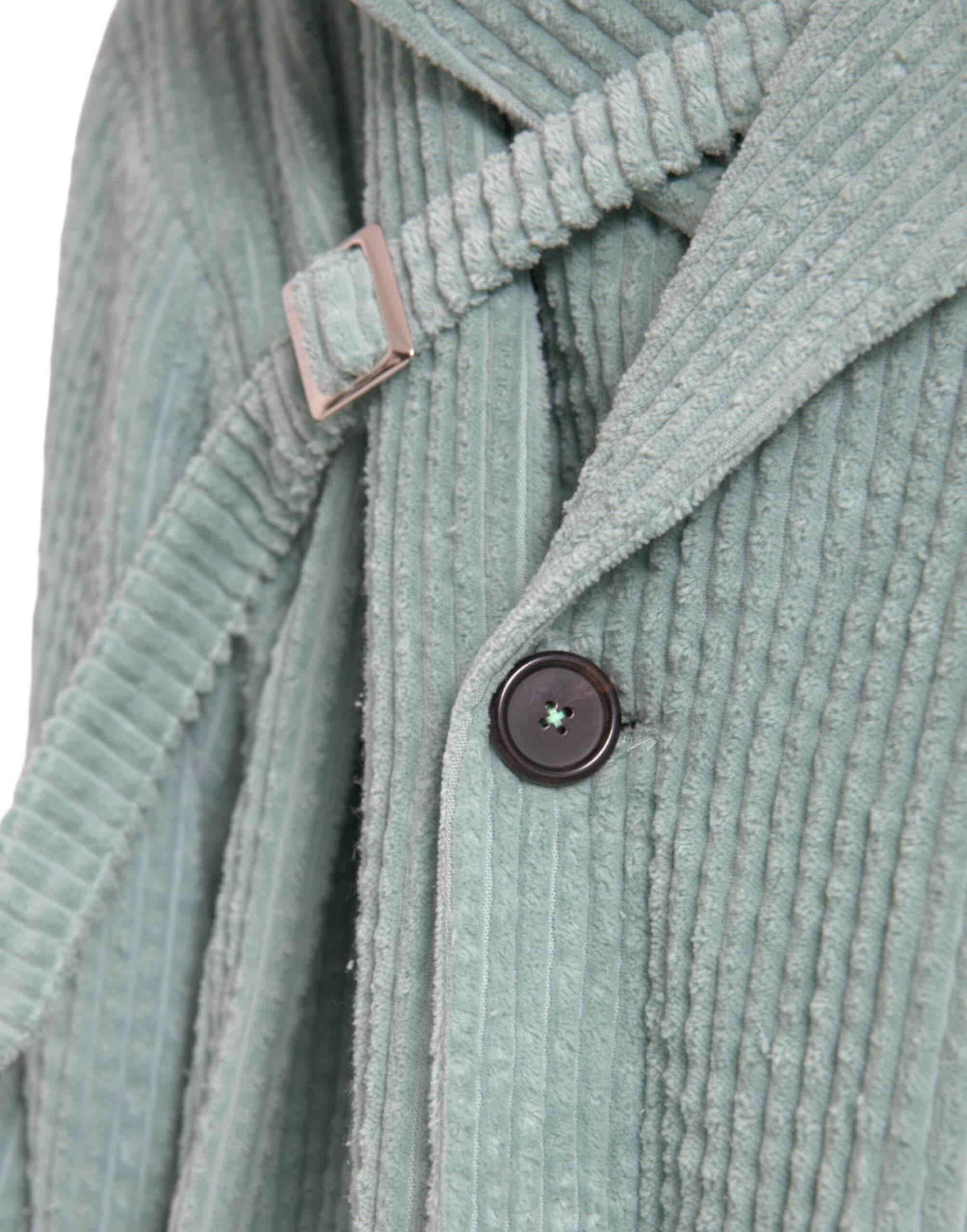 Dolce & Gabbana Blue Double Breasted Corduroy Cotton Jacket - Hilstor