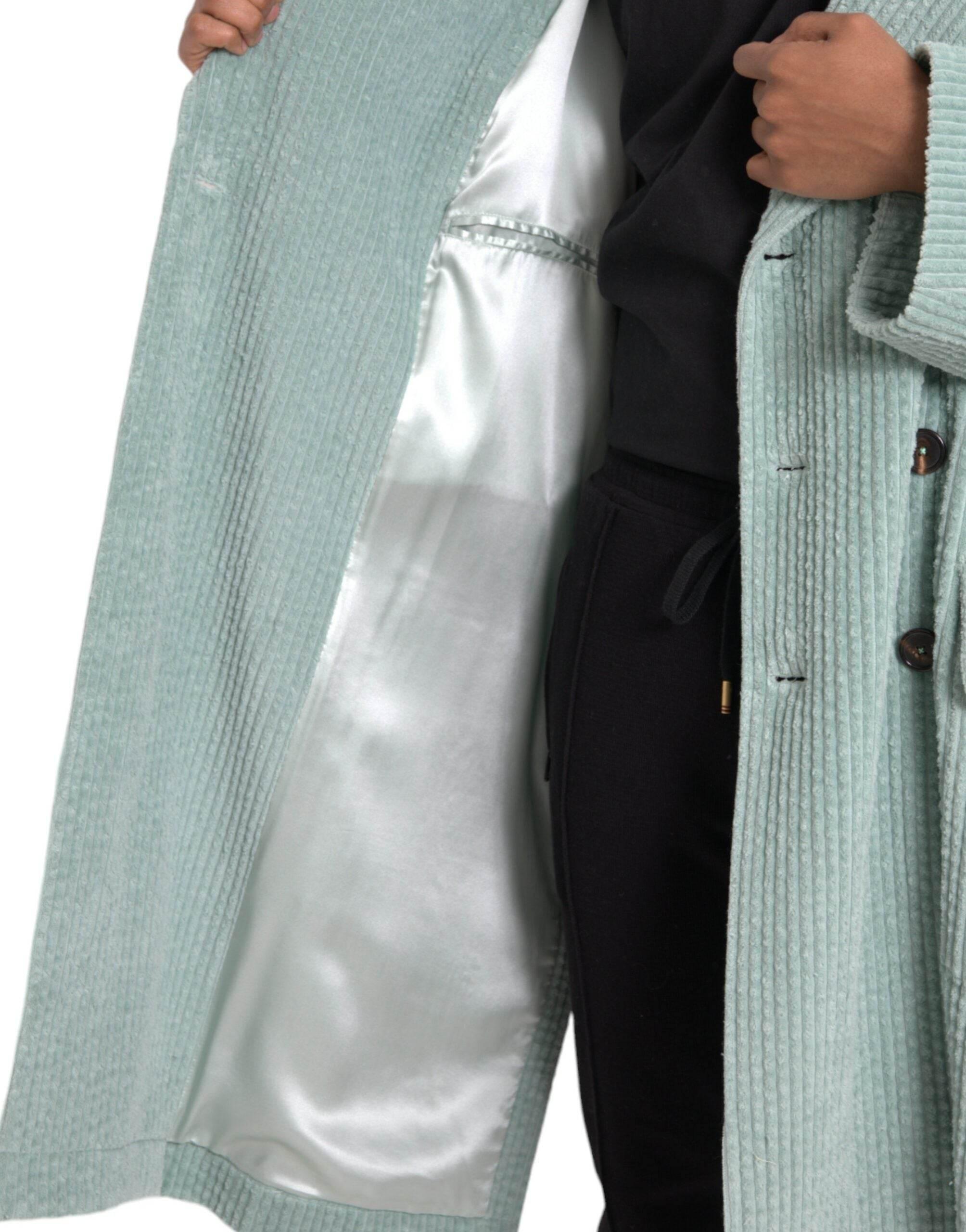 Dolce & Gabbana Blue Double Breasted Corduroy Cotton Jacket - Hilstor