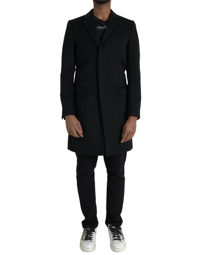 Dolce & Gabbana Black Single Breasted Trench Coat Jacket - Hilstor