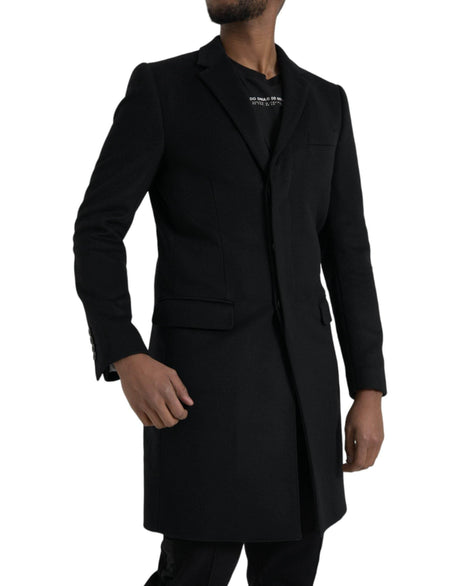 Dolce & Gabbana Black Single Breasted Trench Coat Jacket - Hilstor