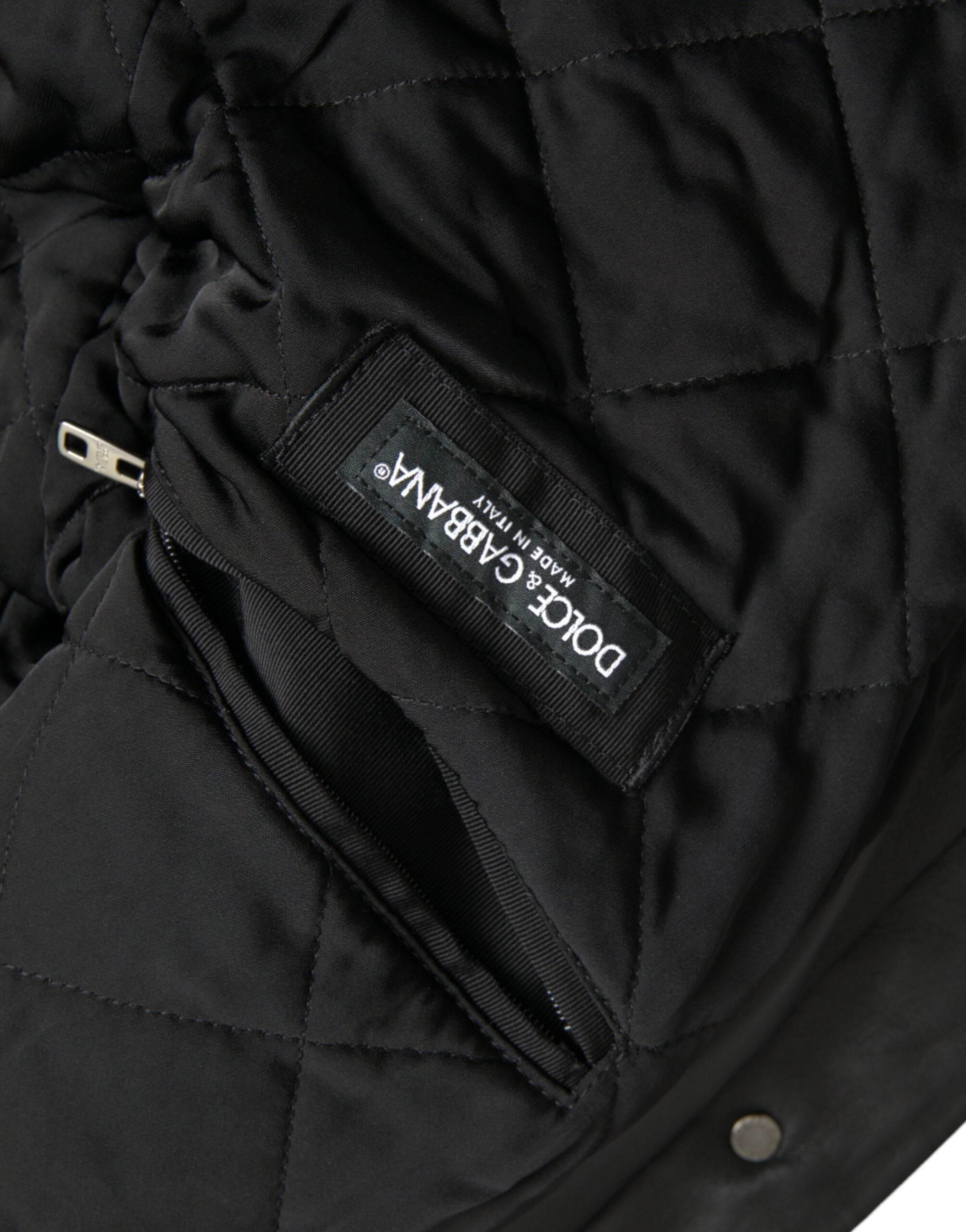 Dolce & Gabbana Black Leather Fur Collar Biker Coat Jacket - Hilstor