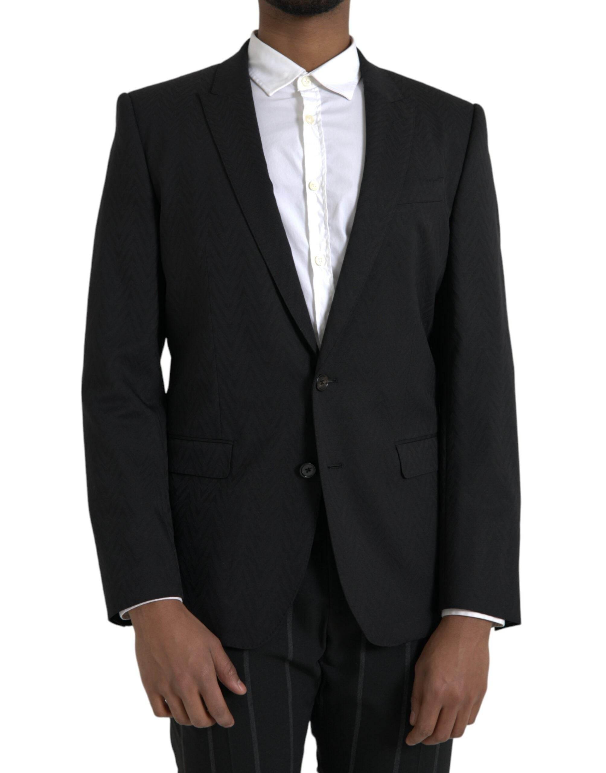Dolce & Gabbana Black MARTINI Slim Fit Jacket Coat Blazer - Hilstor