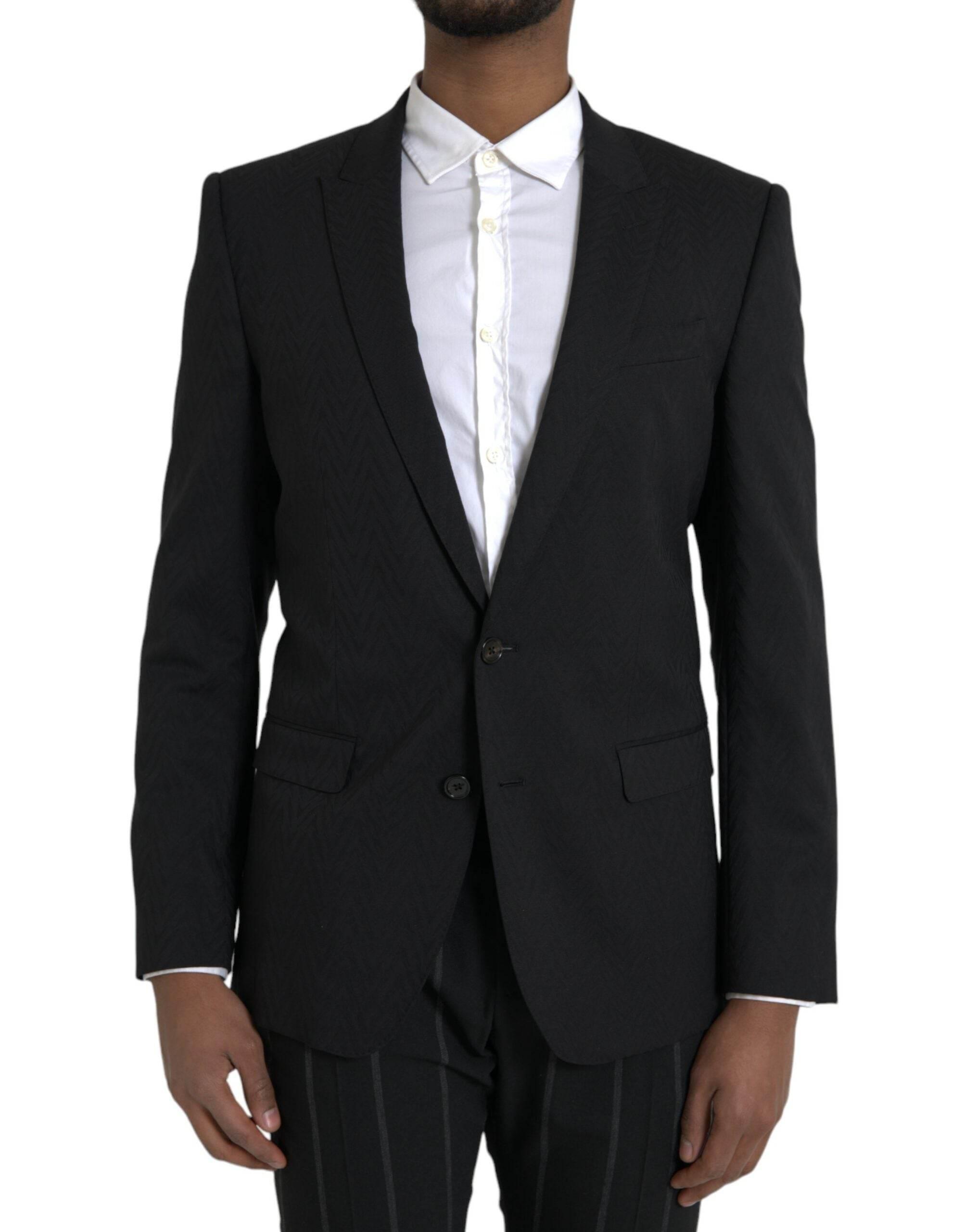 Dolce & Gabbana Black MARTINI Slim Fit Jacket Coat Blazer - Hilstor