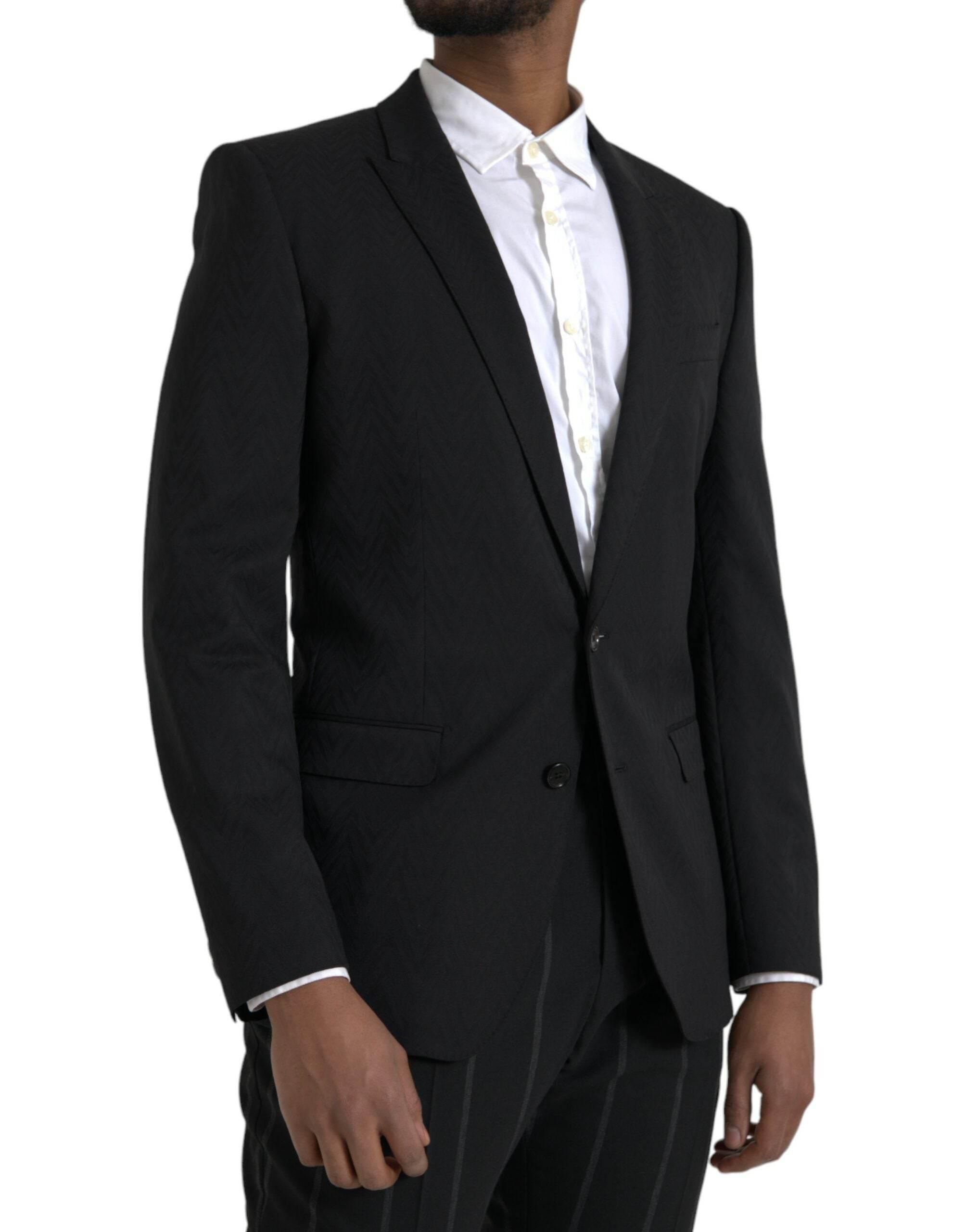 Dolce & Gabbana Black MARTINI Slim Fit Jacket Coat Blazer - Hilstor