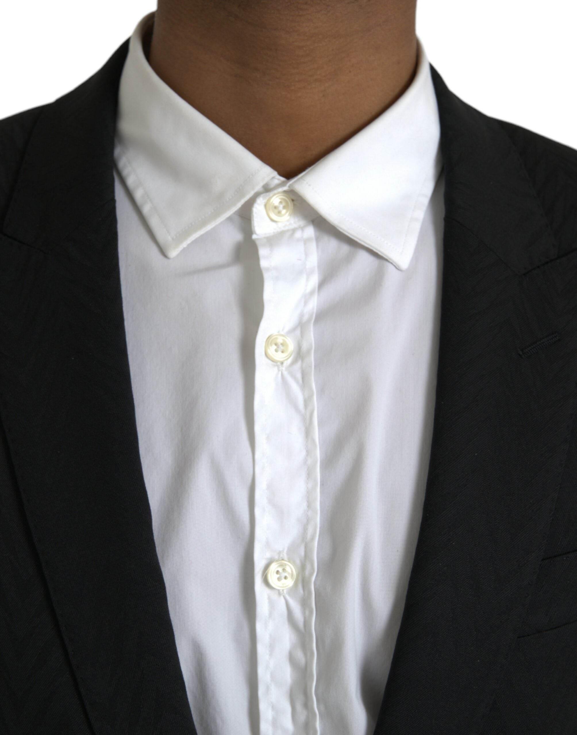 Dolce & Gabbana Black MARTINI Slim Fit Jacket Coat Blazer - Hilstor