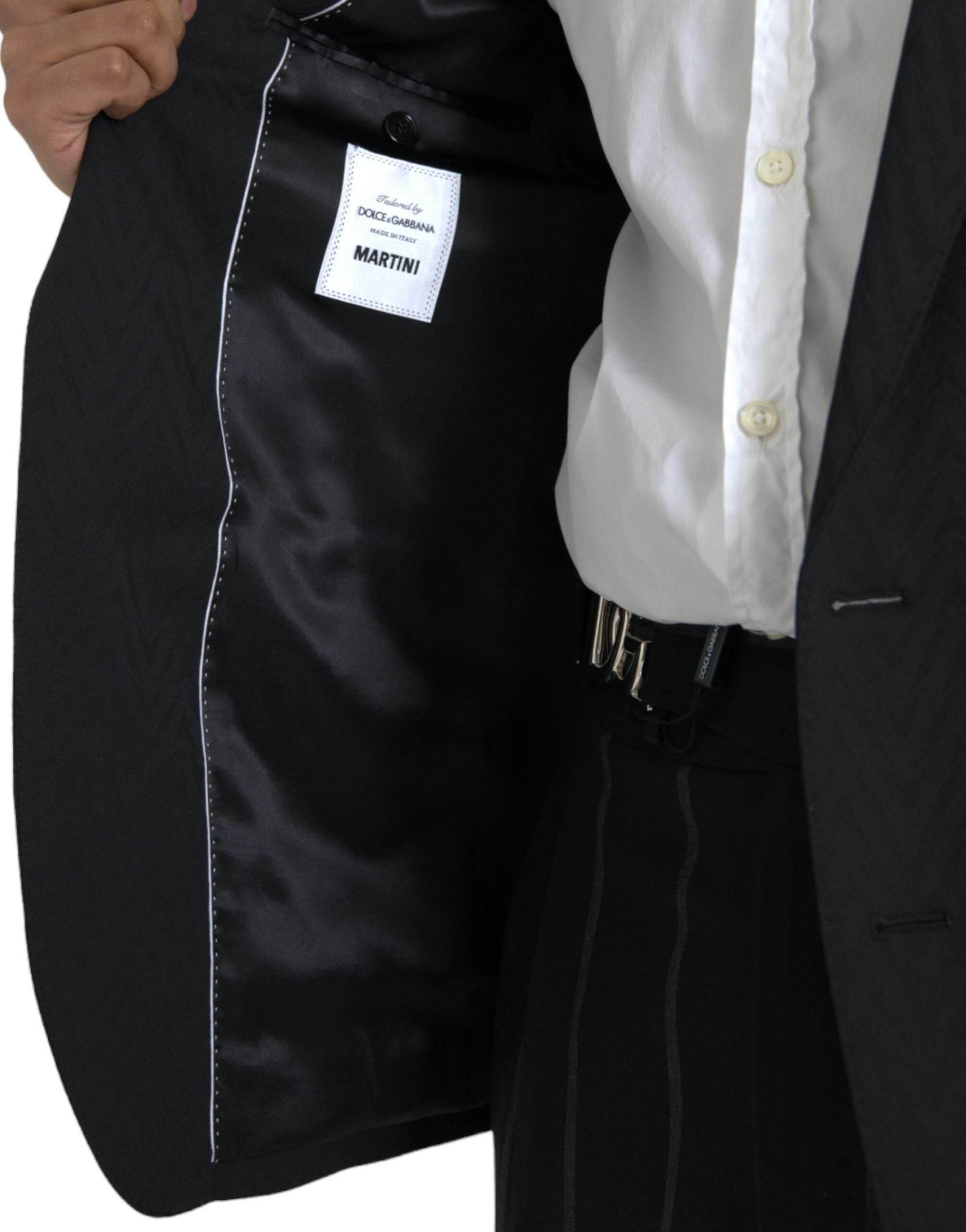 Dolce & Gabbana Black MARTINI Slim Fit Jacket Coat Blazer - Hilstor