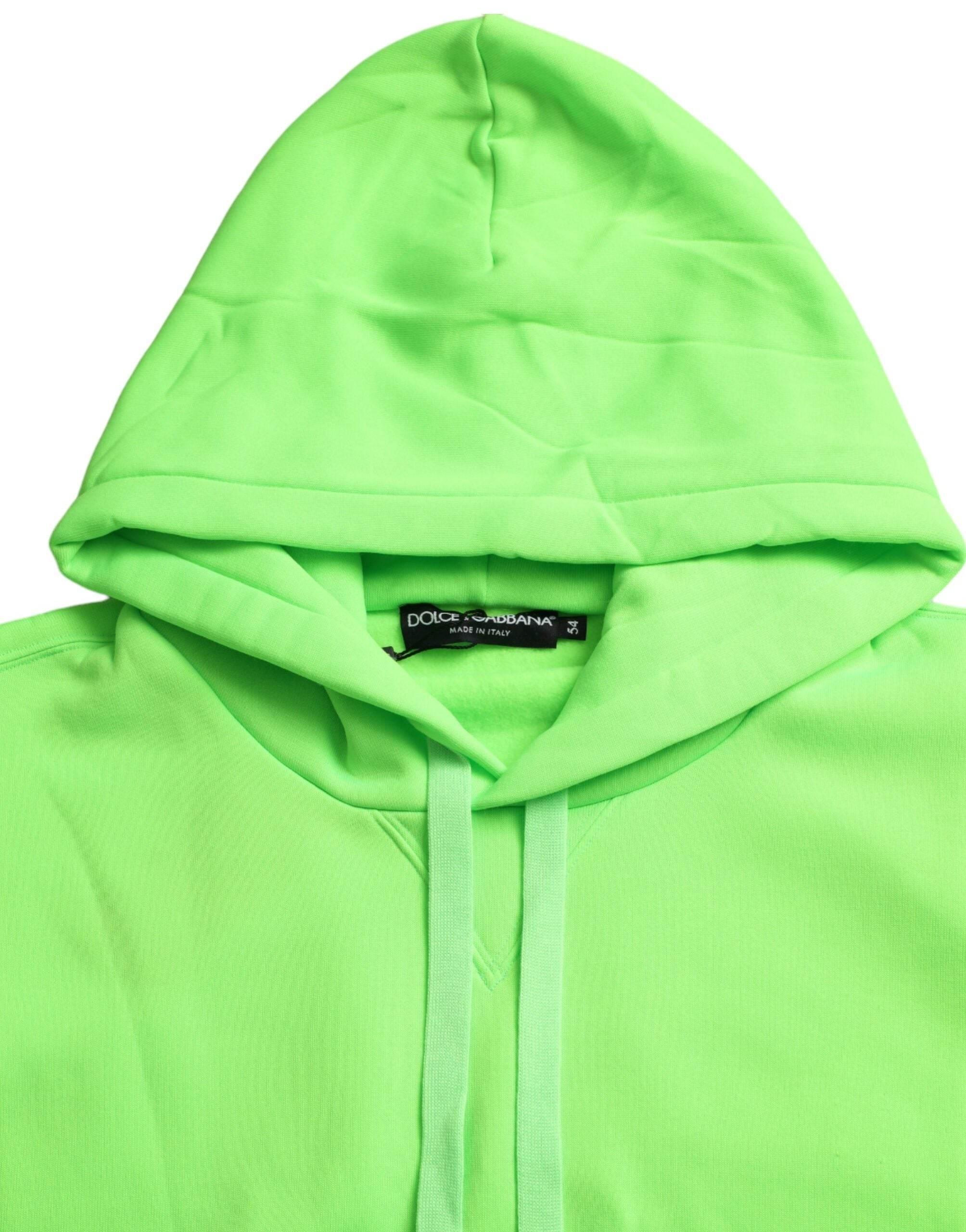Dolce & Gabbana Neon Green Hooded Top Pullover Sweater - Hilstor
