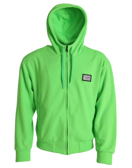 Dolce & Gabbana Neon Green Hooded Full Zip Top Sweater - Hilstor