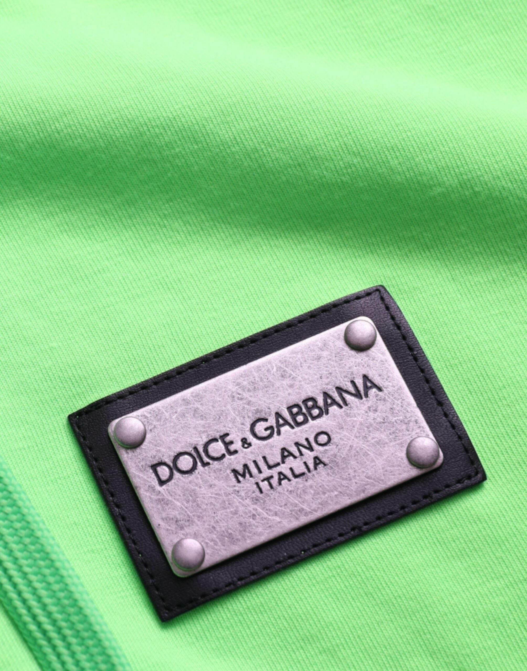 Dolce & Gabbana Neon Green Hooded Full Zip Top Sweater - Hilstor