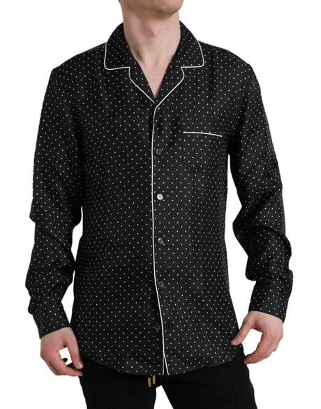 Dolce & Gabbana Black Polka Dot Silk Long Sleeve Shirt - Hilstor
