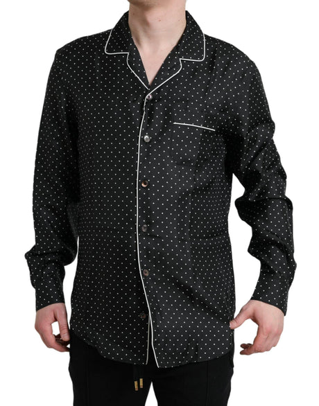 Dolce & Gabbana Black Polka Dot Silk Long Sleeve Shirt - Hilstor