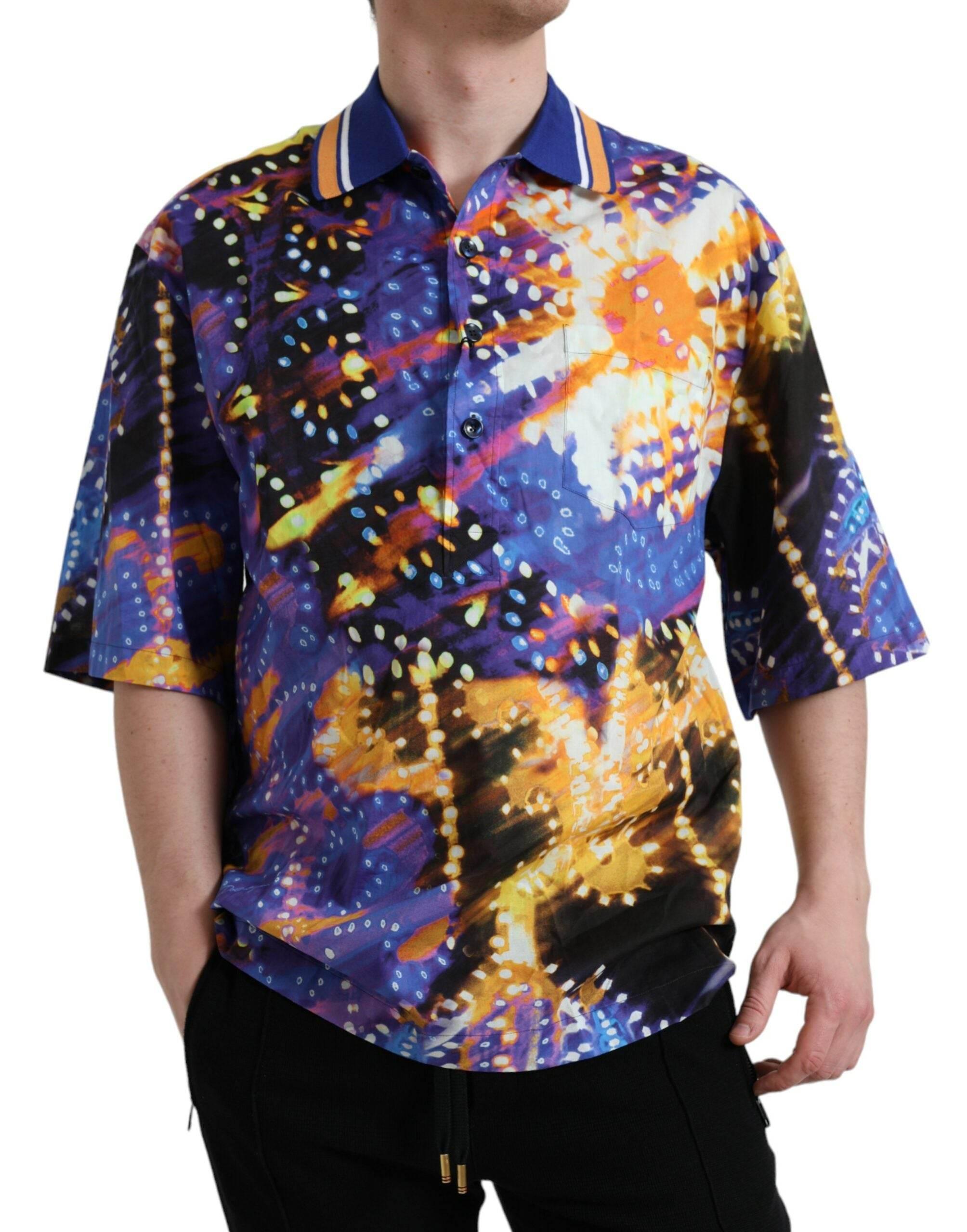 Dolce & Gabbana Multicolor Luminarie Print Cotton Casual Shirt - Hilstor