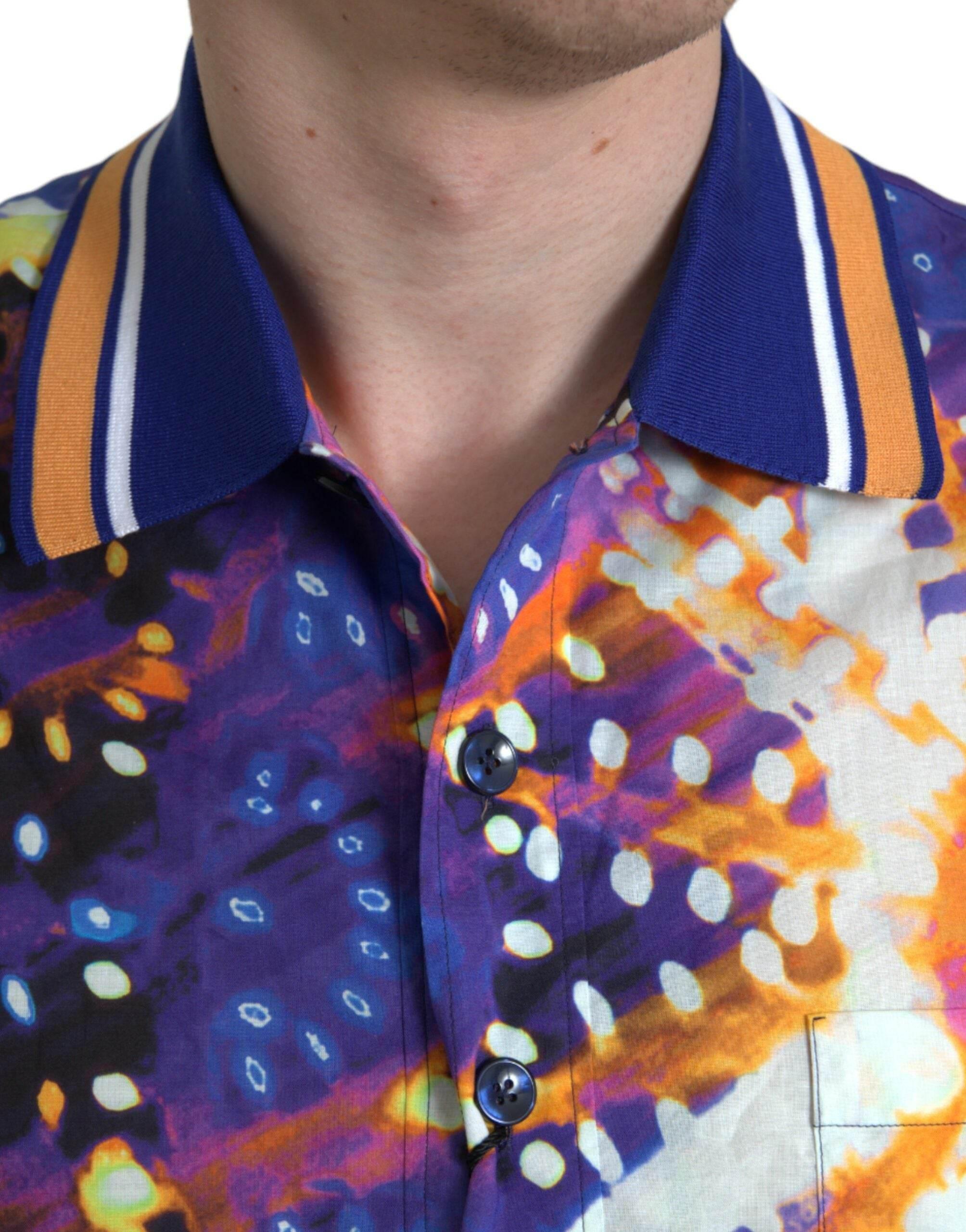 Dolce & Gabbana Multicolor Luminarie Print Cotton Casual Shirt - Hilstor