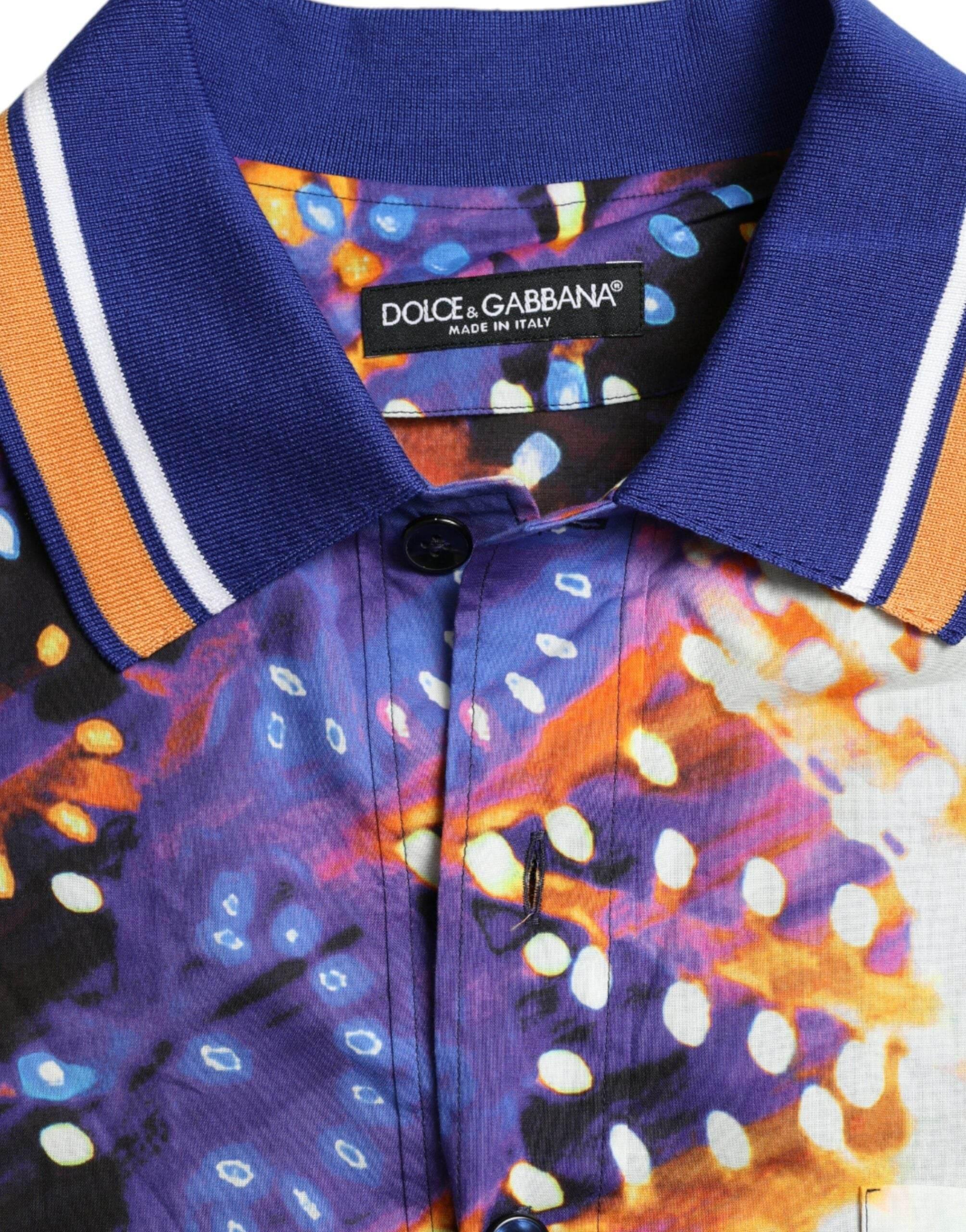 Dolce & Gabbana Multicolor Luminarie Print Cotton Casual Shirt - Hilstor