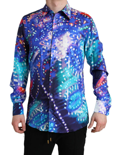 Dolce & Gabbana Purple Luminarie Silk Slim MARTINI Shirt - Hilstor