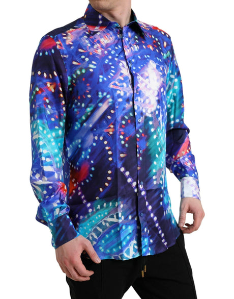 Dolce & Gabbana Purple Luminarie Silk Slim MARTINI Shirt - Hilstor
