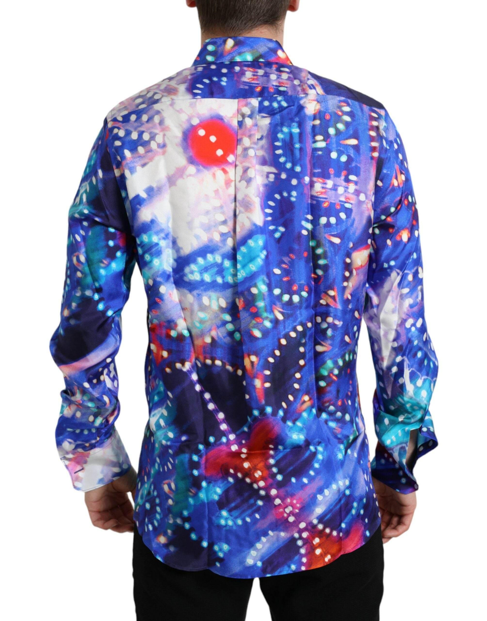 Dolce & Gabbana Purple Luminarie Silk Slim MARTINI Shirt - Hilstor