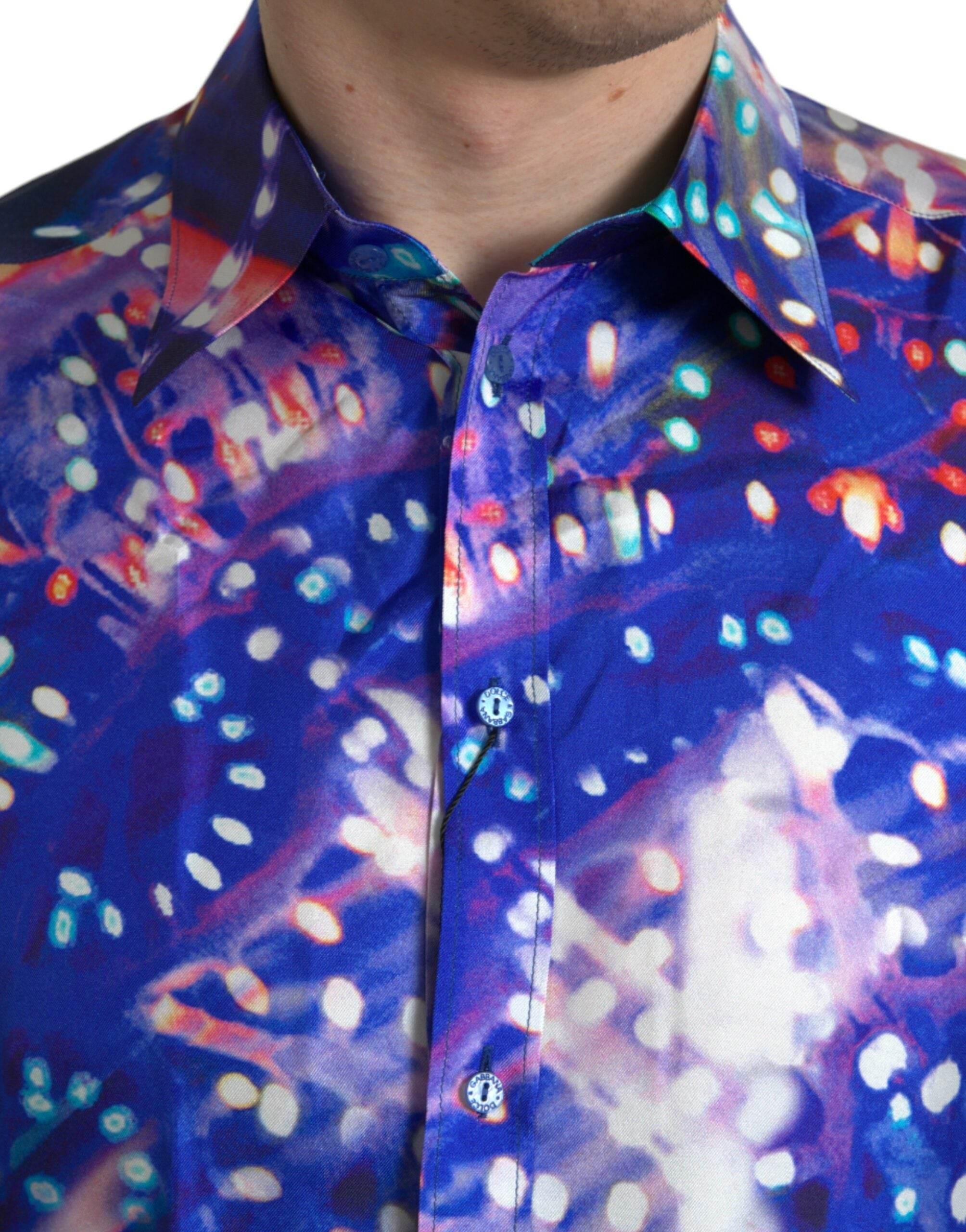 Dolce & Gabbana Purple Luminarie Silk Slim MARTINI Shirt - Hilstor