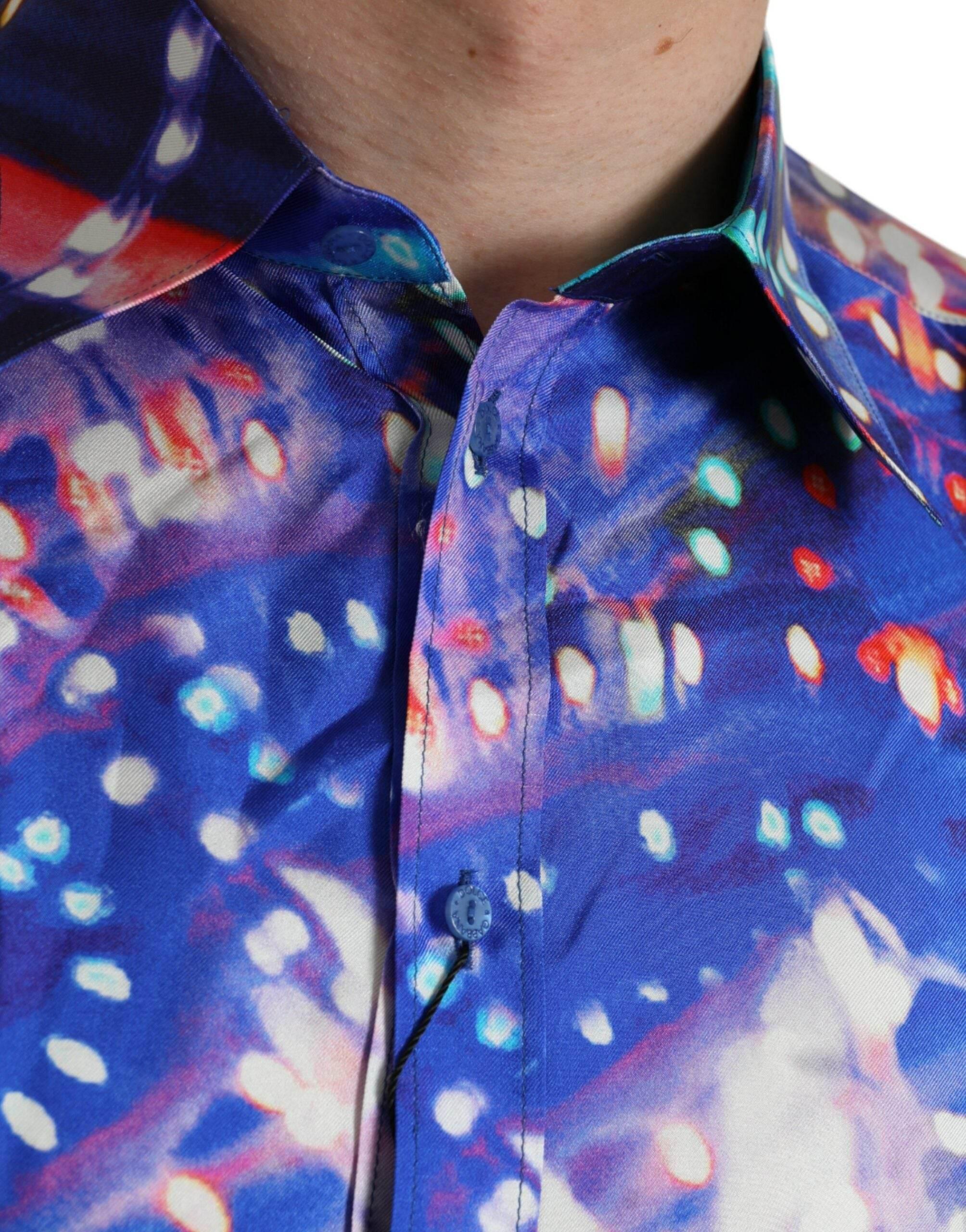 Dolce & Gabbana Purple Luminarie Silk Slim MARTINI Shirt - Hilstor