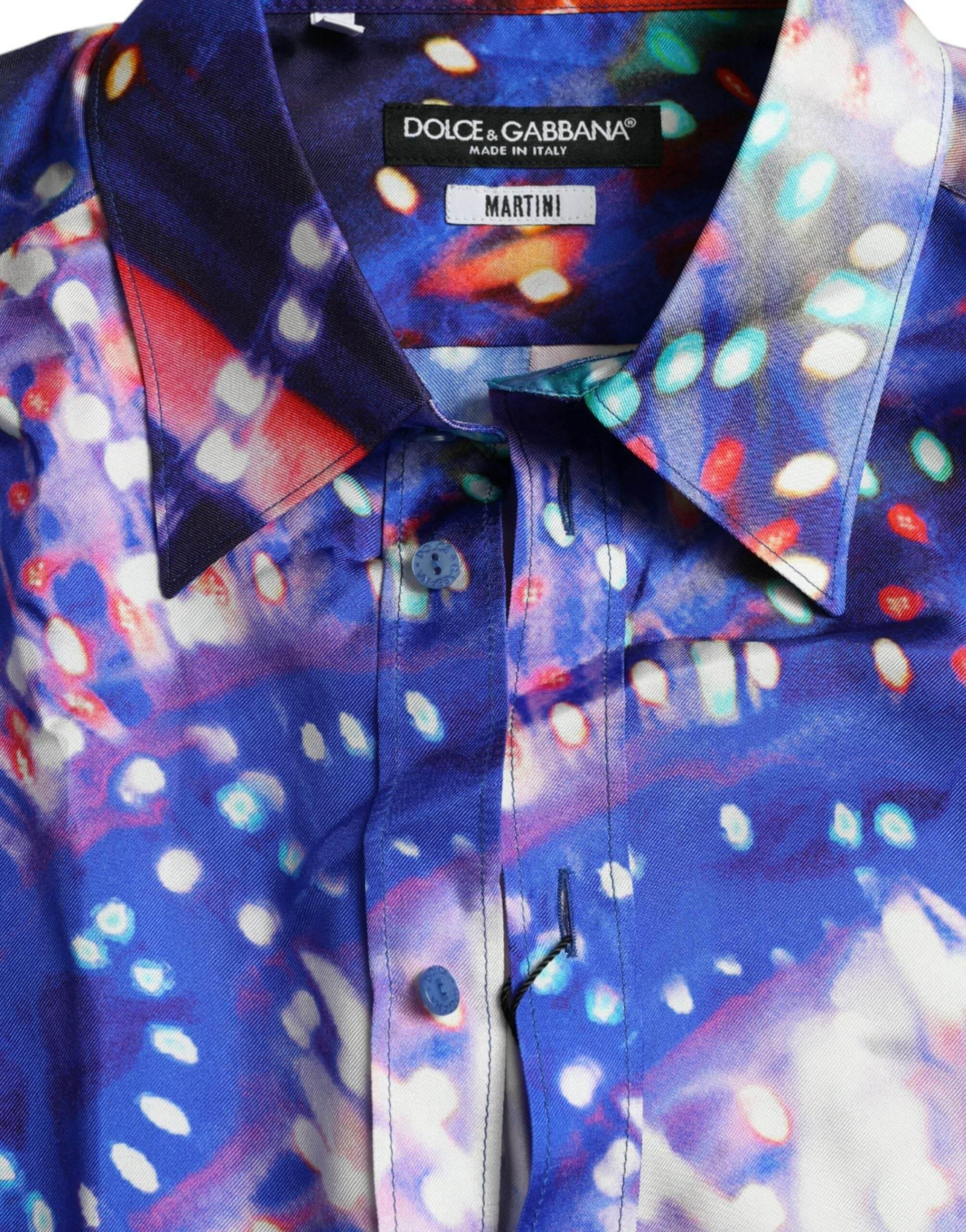 Dolce & Gabbana Purple Luminarie Silk Slim MARTINI Shirt - Hilstor