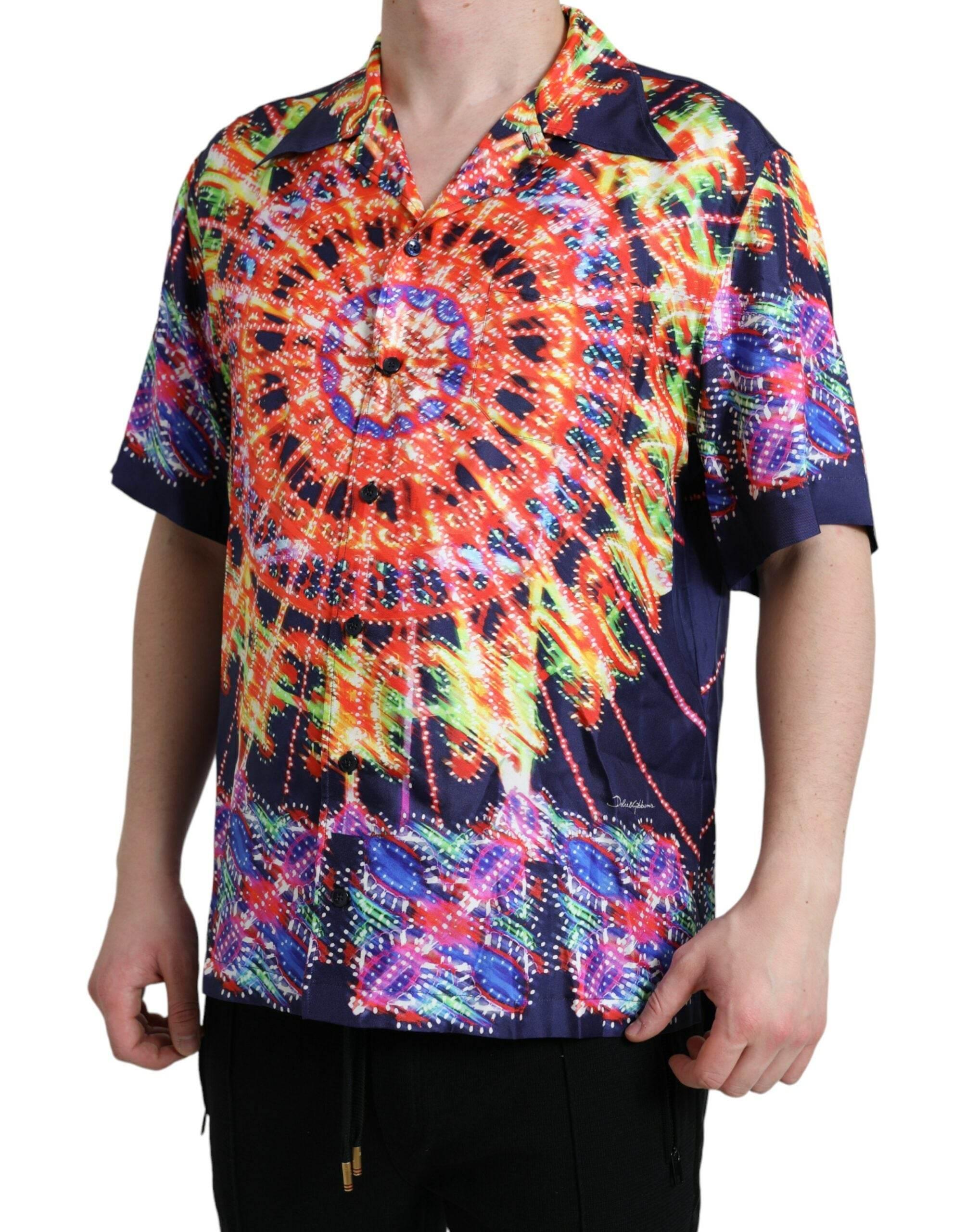 Dolce & Gabbana Multicolor Luminarie Silk Casual Shirt - Hilstor