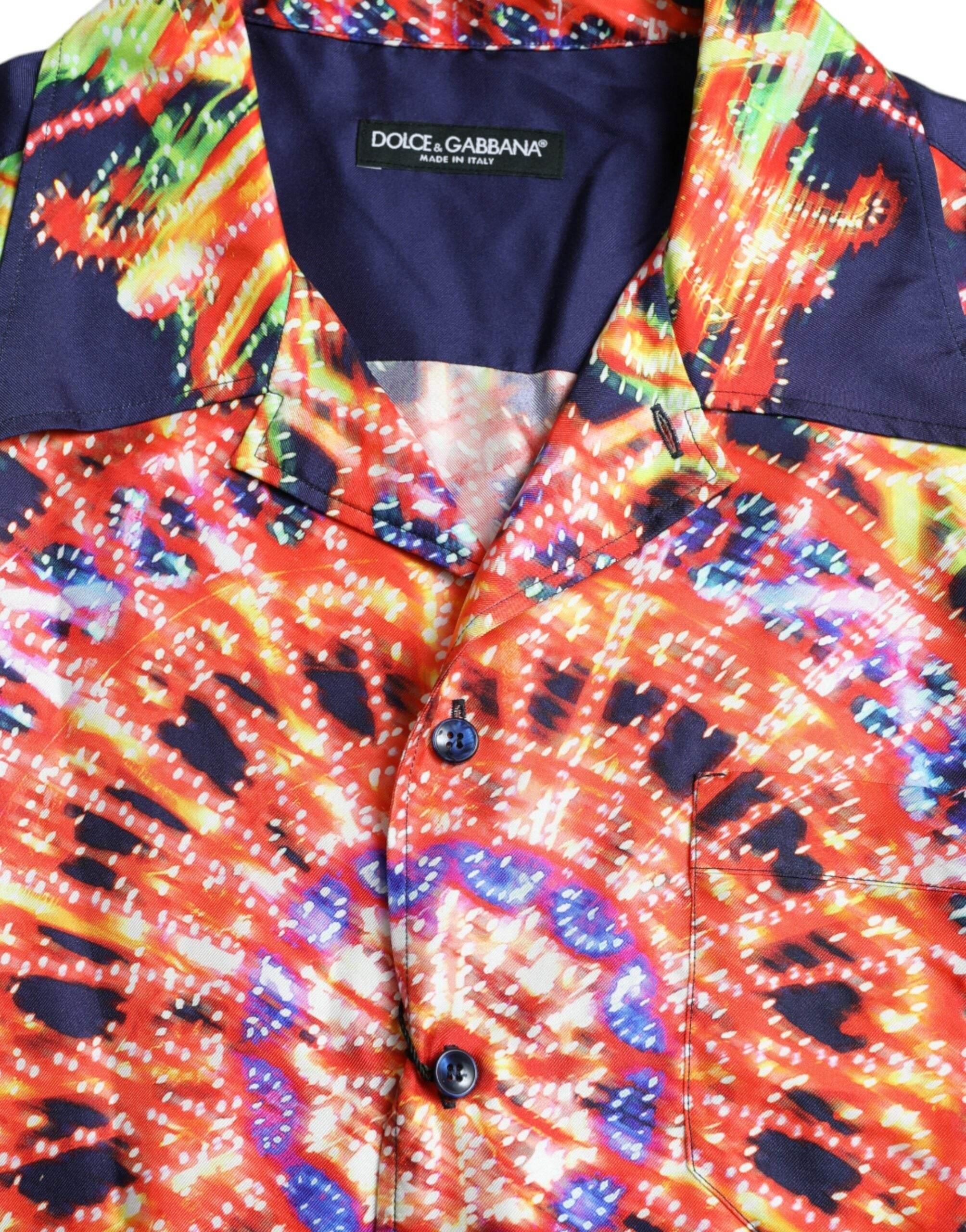Dolce & Gabbana Multicolor Luminarie Silk Casual Shirt - Hilstor