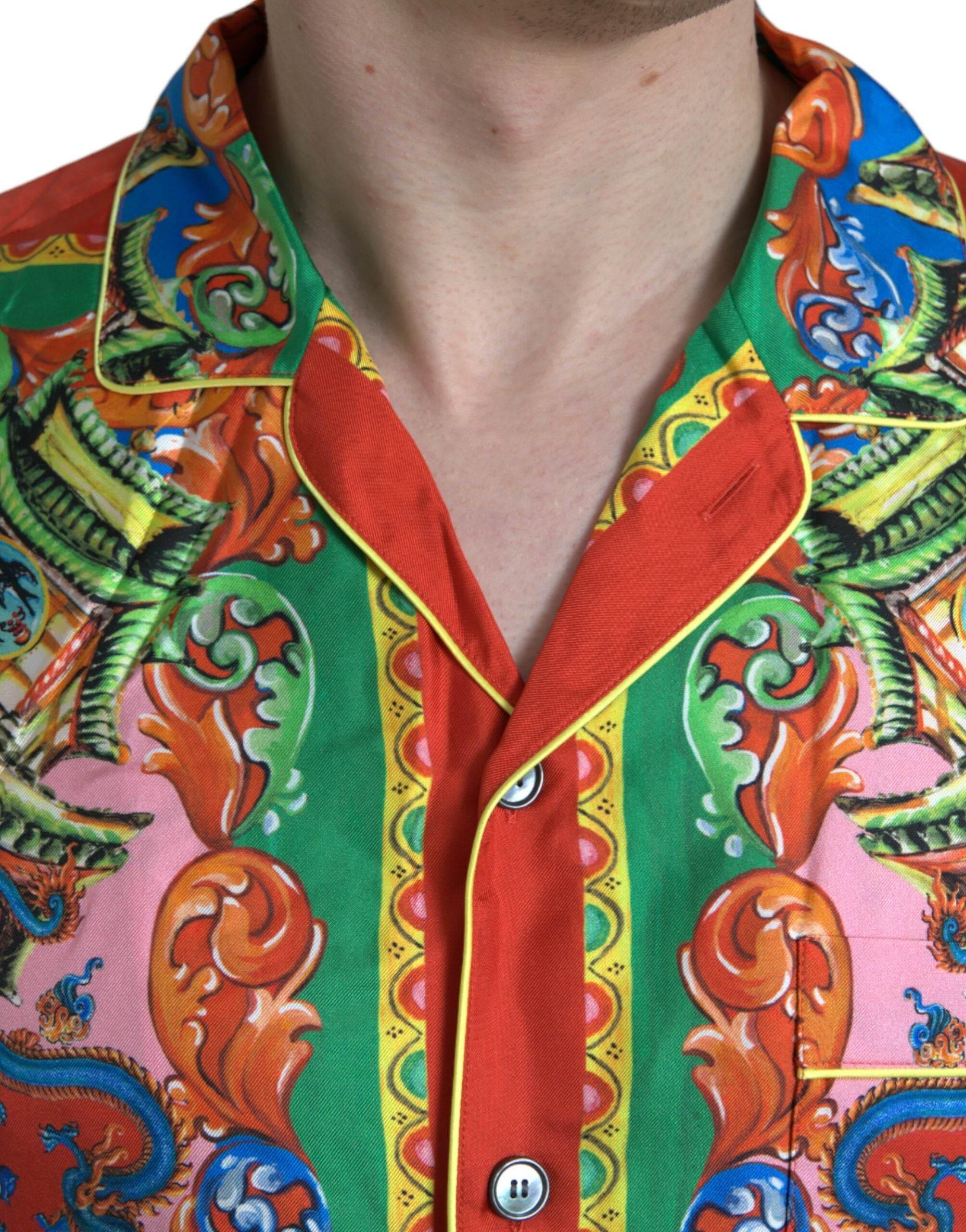 Dolce & Gabbana Multicolor Patterned Button Down Casual Shirt - Hilstor