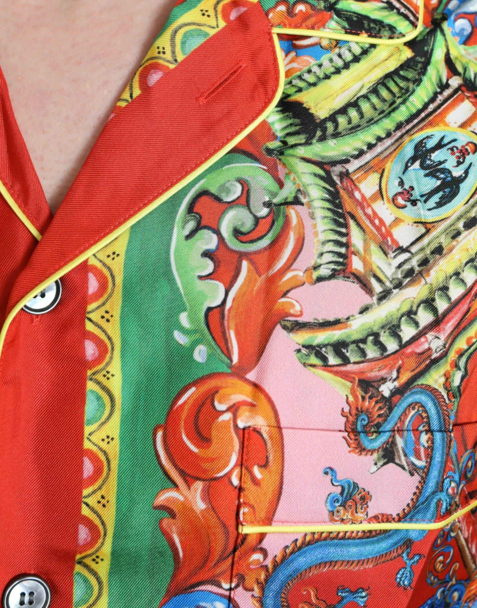 Dolce & Gabbana Multicolor Patterned Button Down Casual Shirt - Hilstor