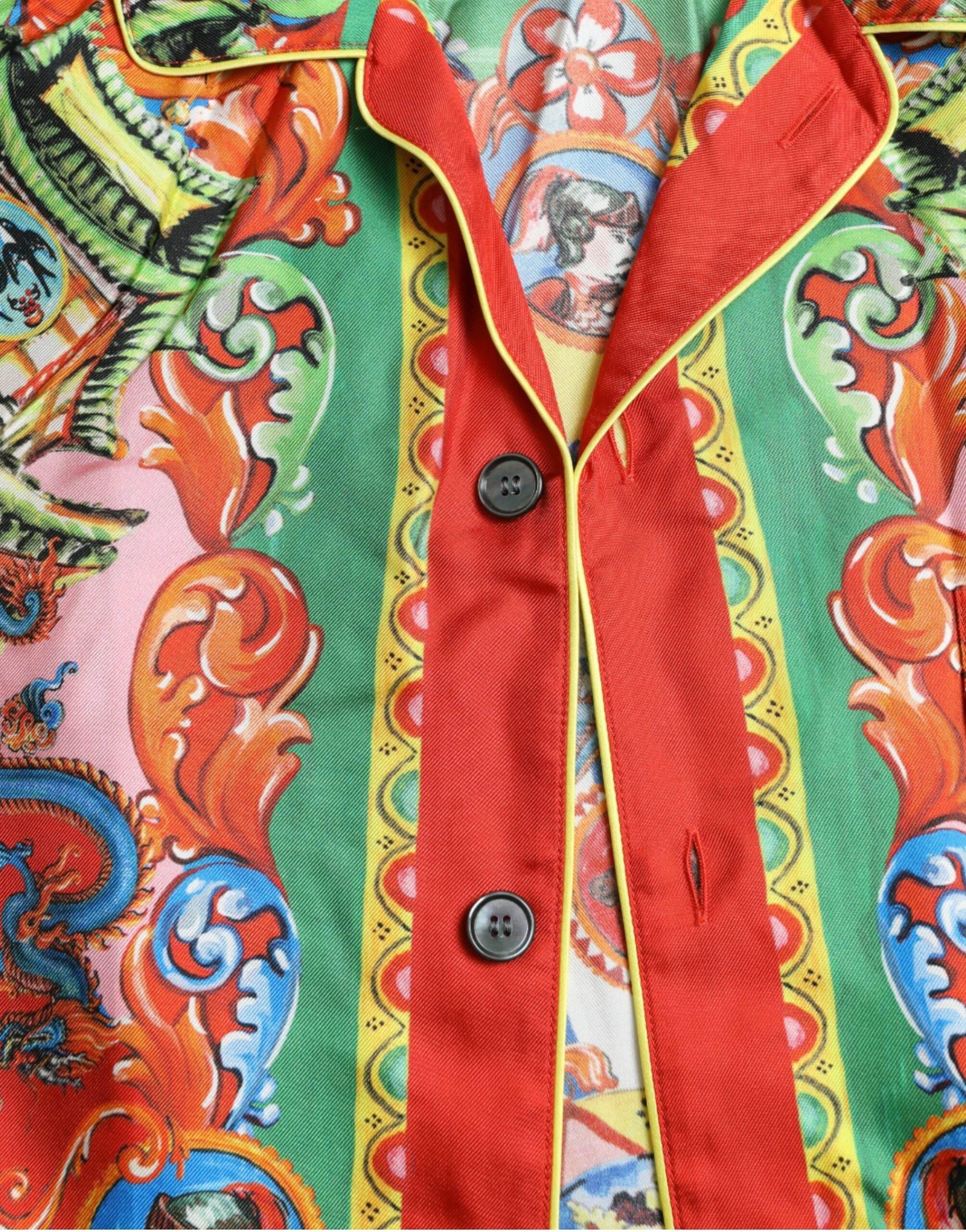 Dolce & Gabbana Multicolor Patterned Button Down Casual Shirt - Hilstor