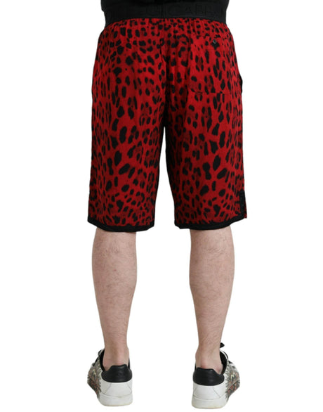 Dolce & Gabbana Red Leopard Print Viscose Bermuda Shorts - Hilstor
