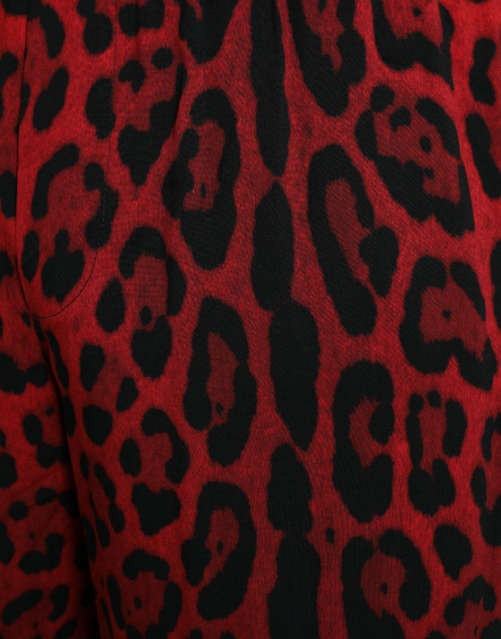 Dolce & Gabbana Red Leopard Print Viscose Bermuda Shorts - Hilstor
