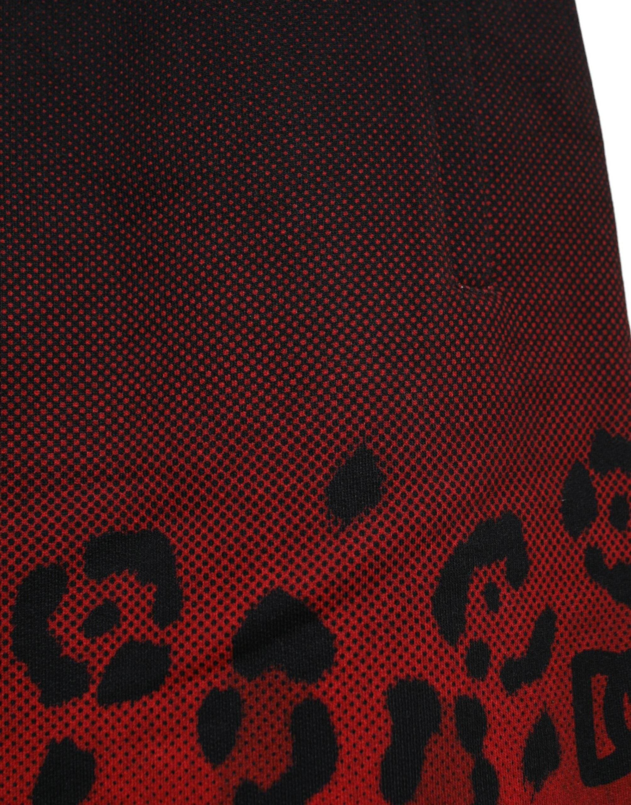 Dolce & Gabbana Red Leopard Print Cotton Bermuda Shorts - Hilstor